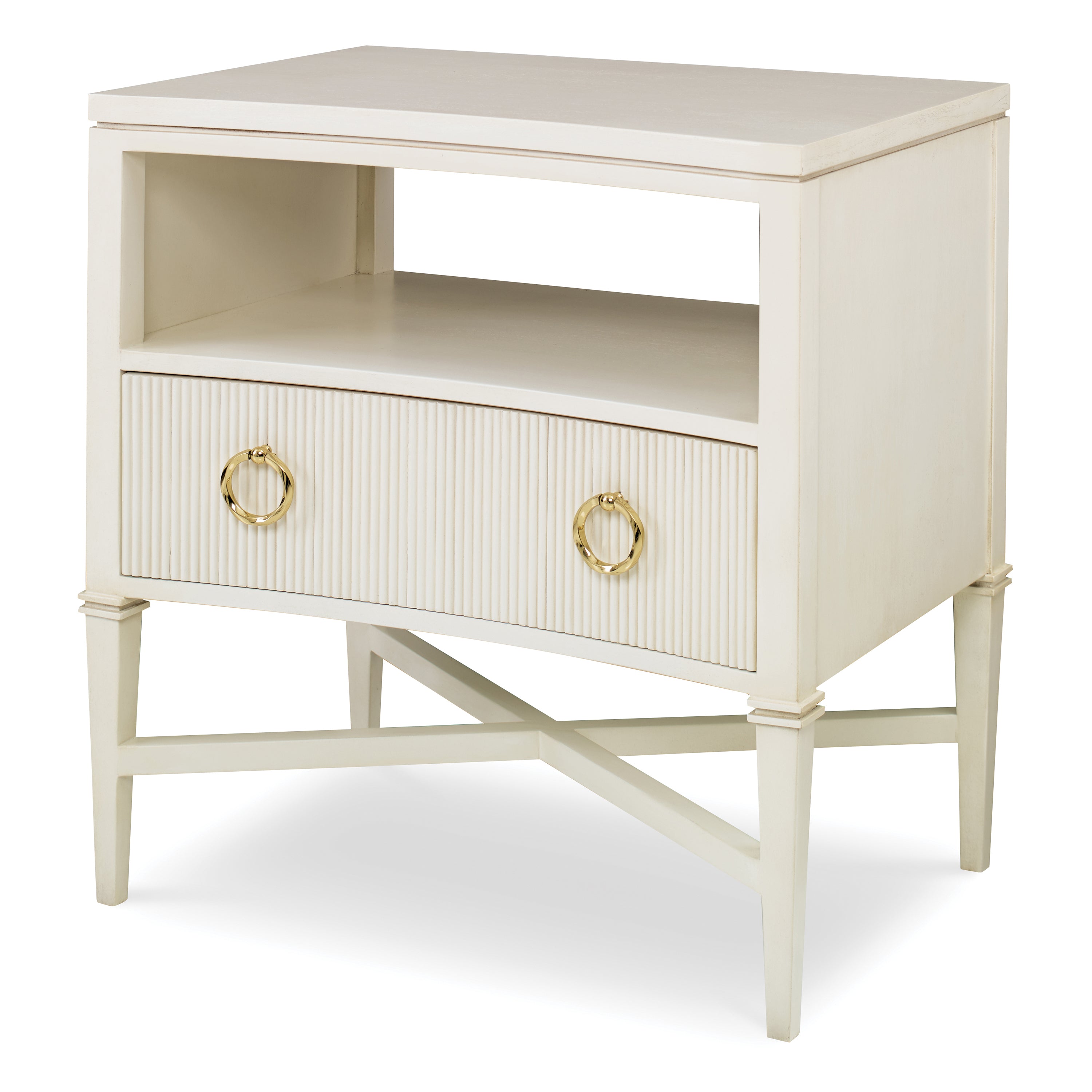 Reeded Nightstand - Linen