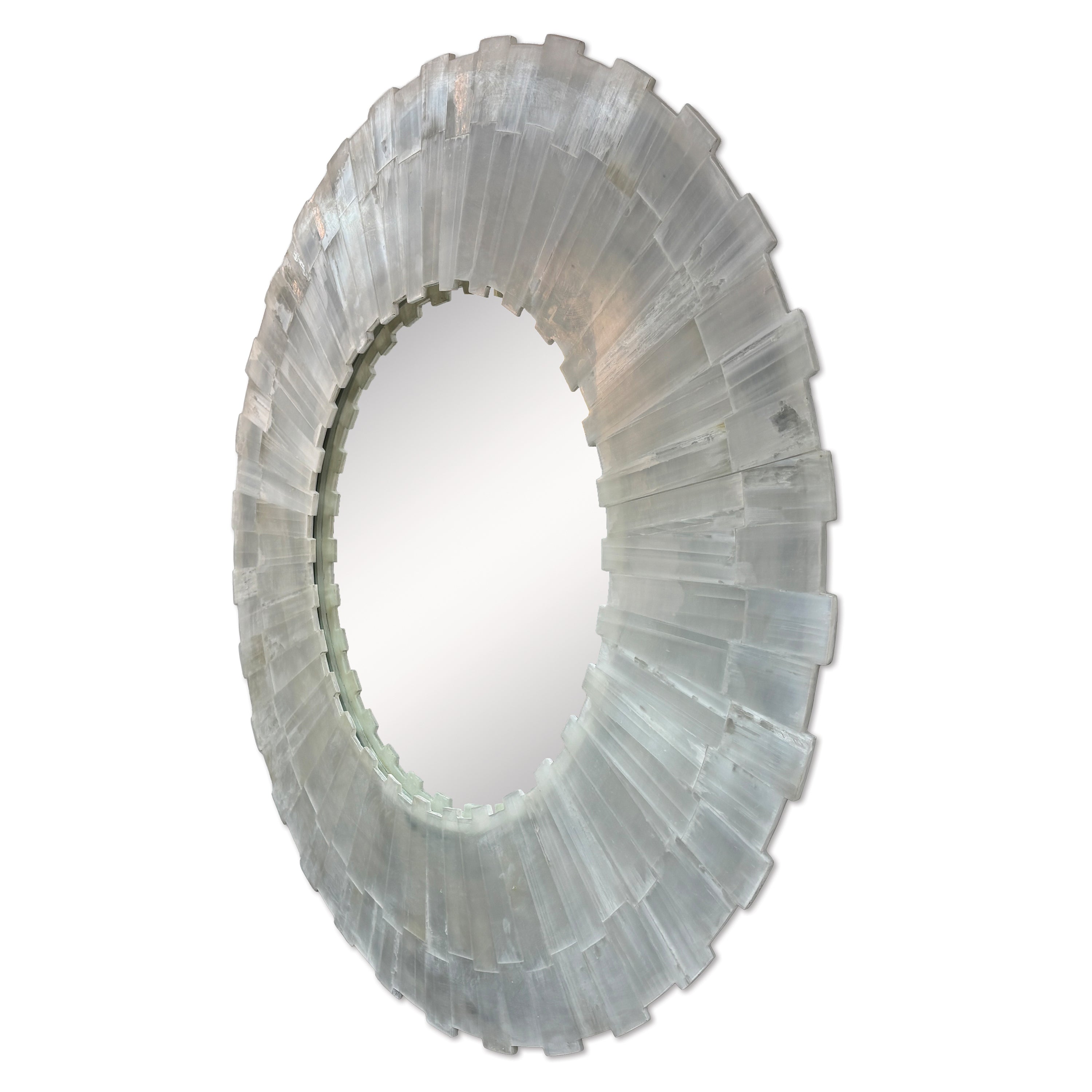 Selenite Round Mirror