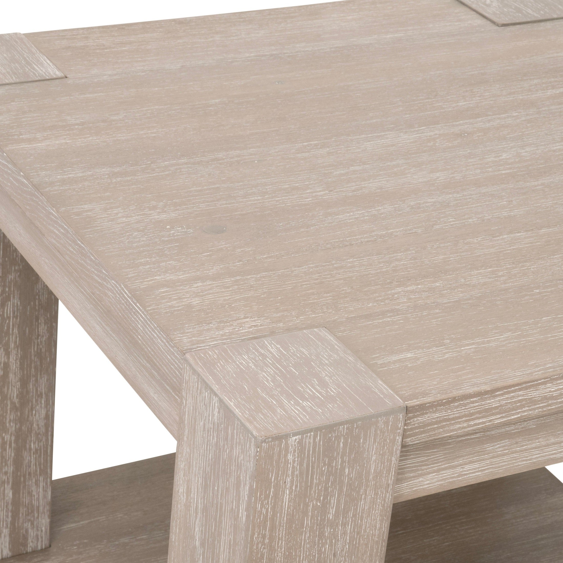 Close-up of light wood Adler End Table corner with visible grain texture by Essentials for Living