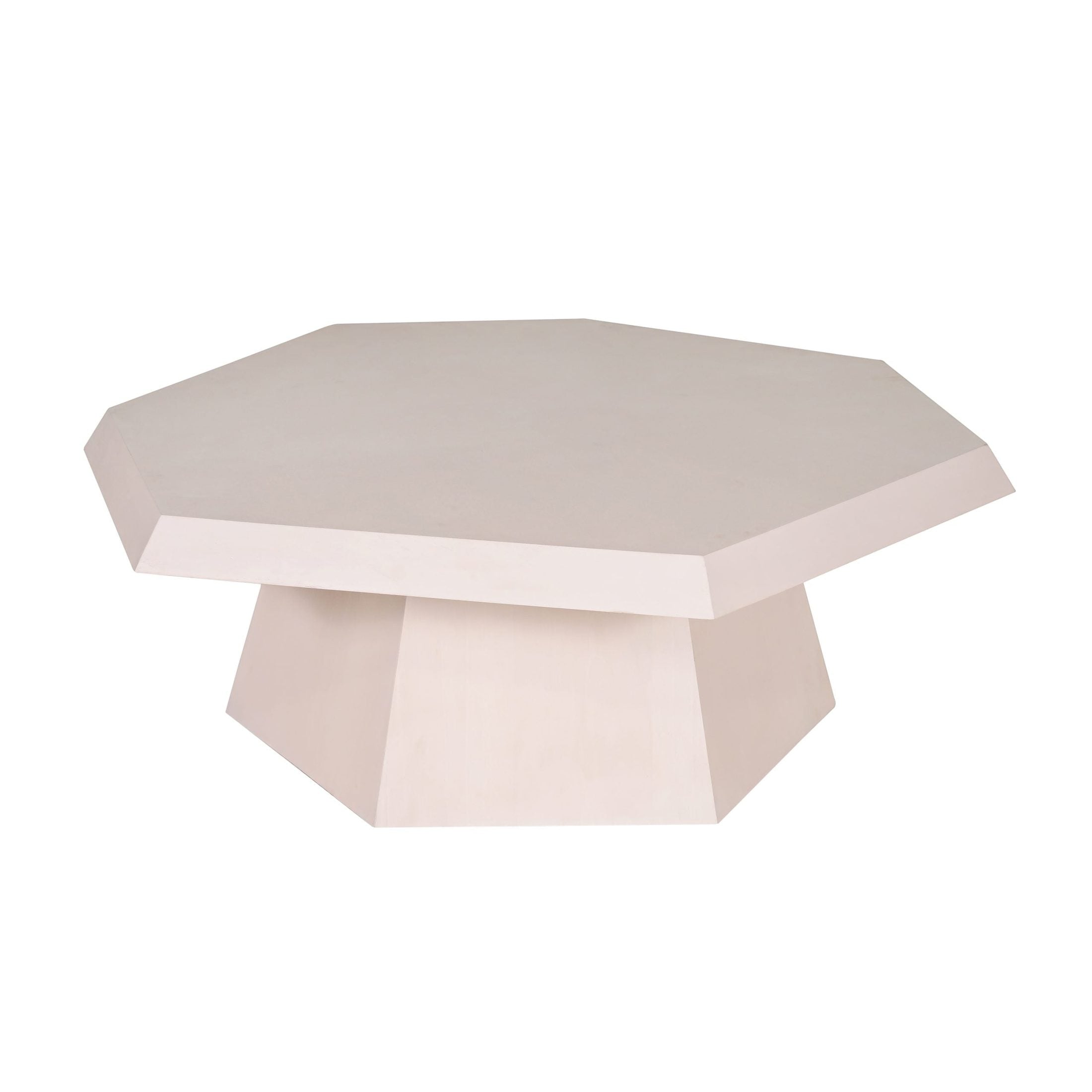Octagonal whitewashed maple veneer Benton Coffee Table with sculptural design by GO HOME.