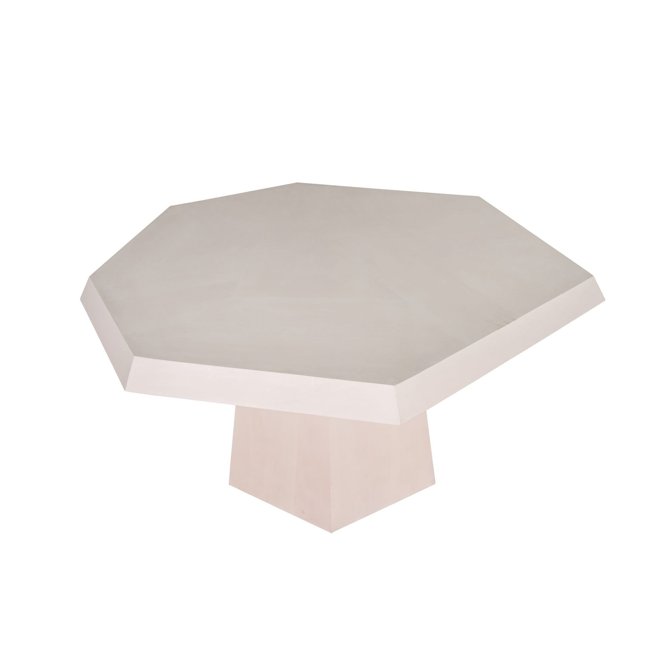 BENTON DINING TABLE with octagonal top in whitewashed maple veneer and sculptural base by GO HOME