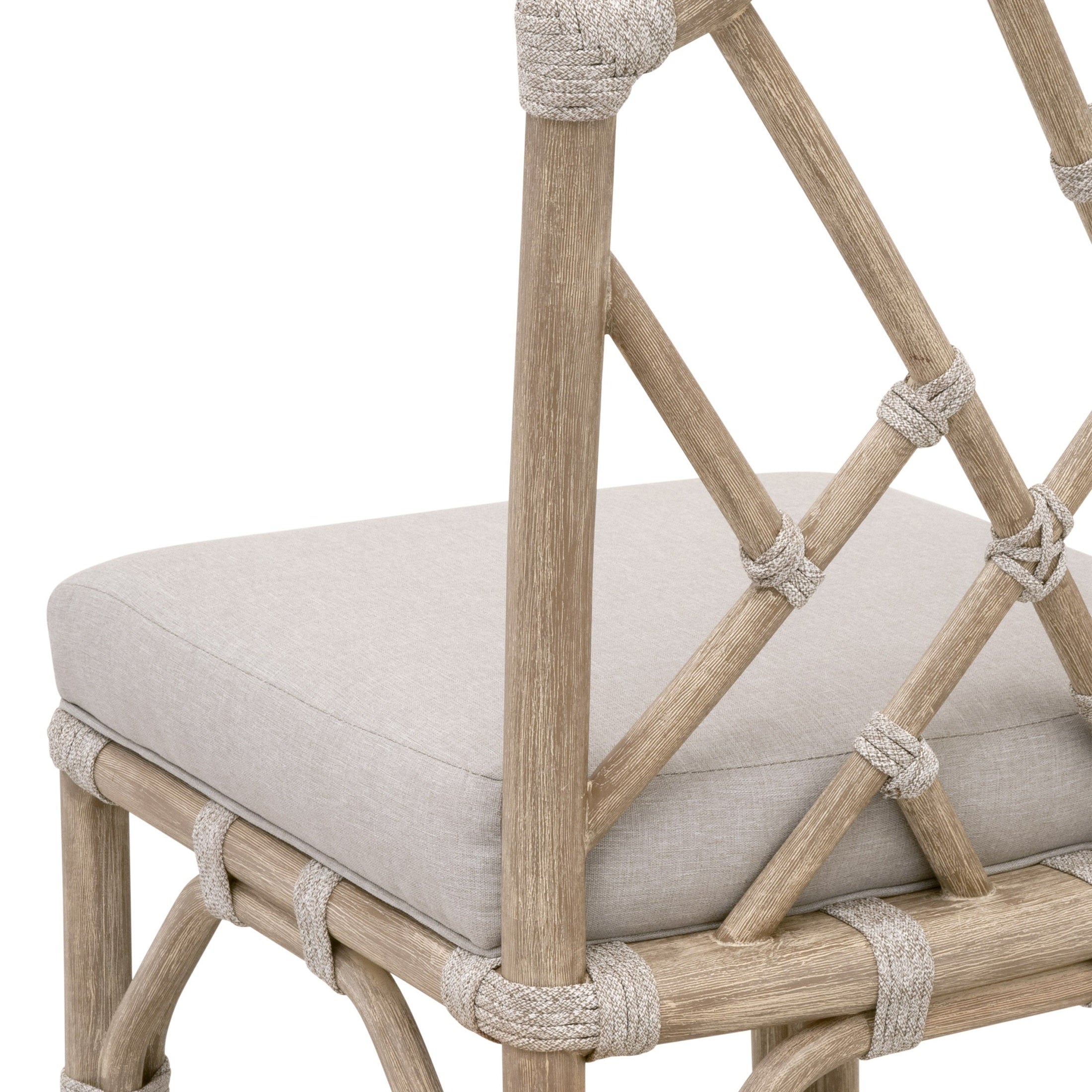 Bayview Counter Stool with taupe and white rope, natural gray mahogany frame, pumice cushion by Essentials for Living