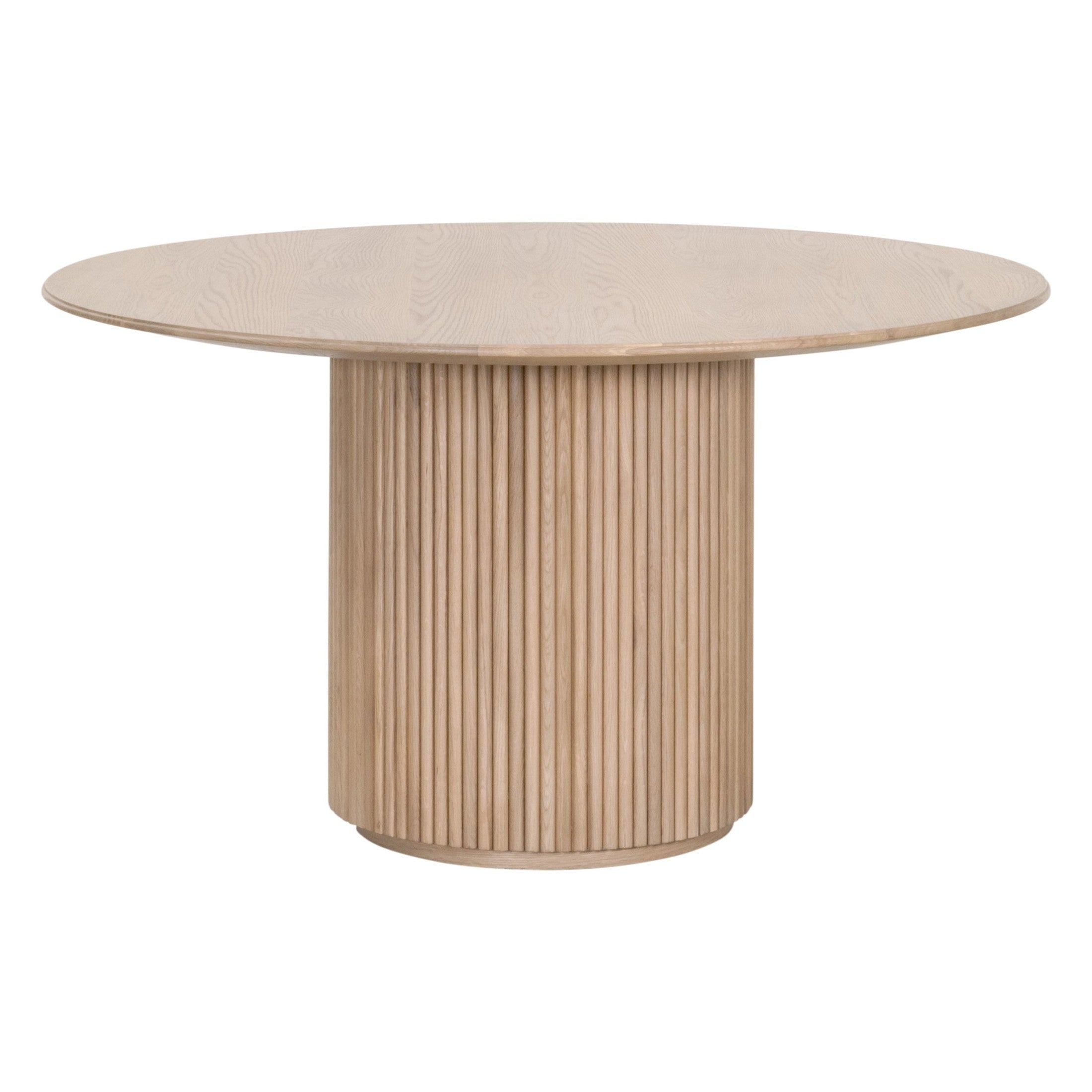 Belfast 54" Round Dining Table in natural oak with fluted pedestal base by Essentials for Living