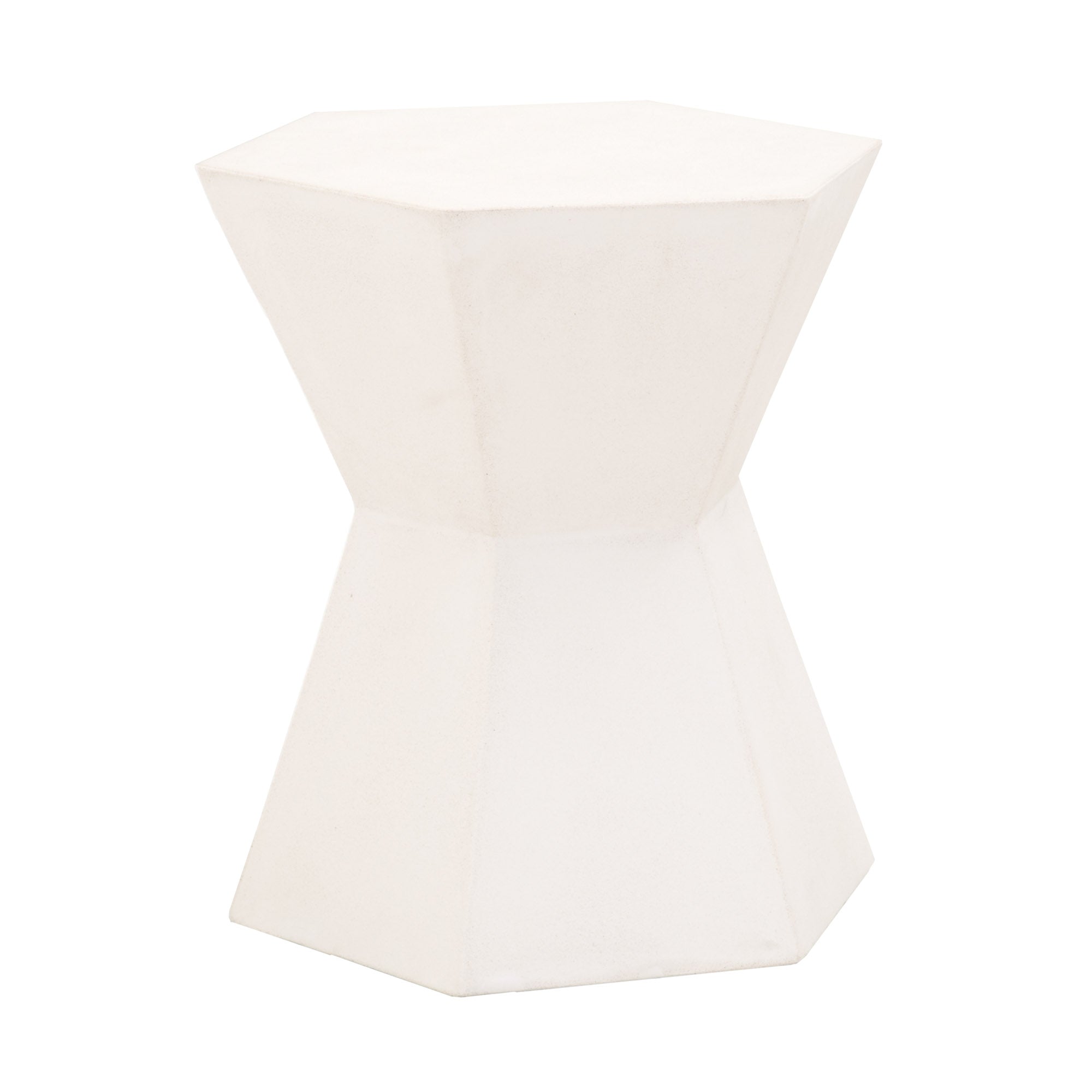 Bento Accent Table in white fiber-reinforced concrete with hourglass shape by Essentials for Living
