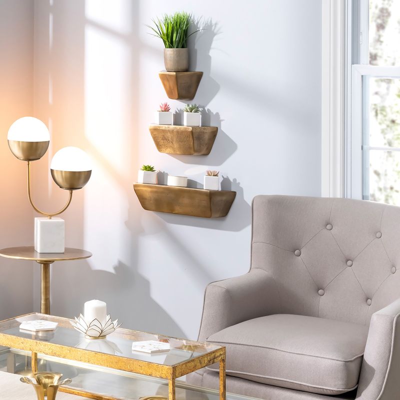 Beautiful Biden Wall Shelf in living Room Large, Antique Gold