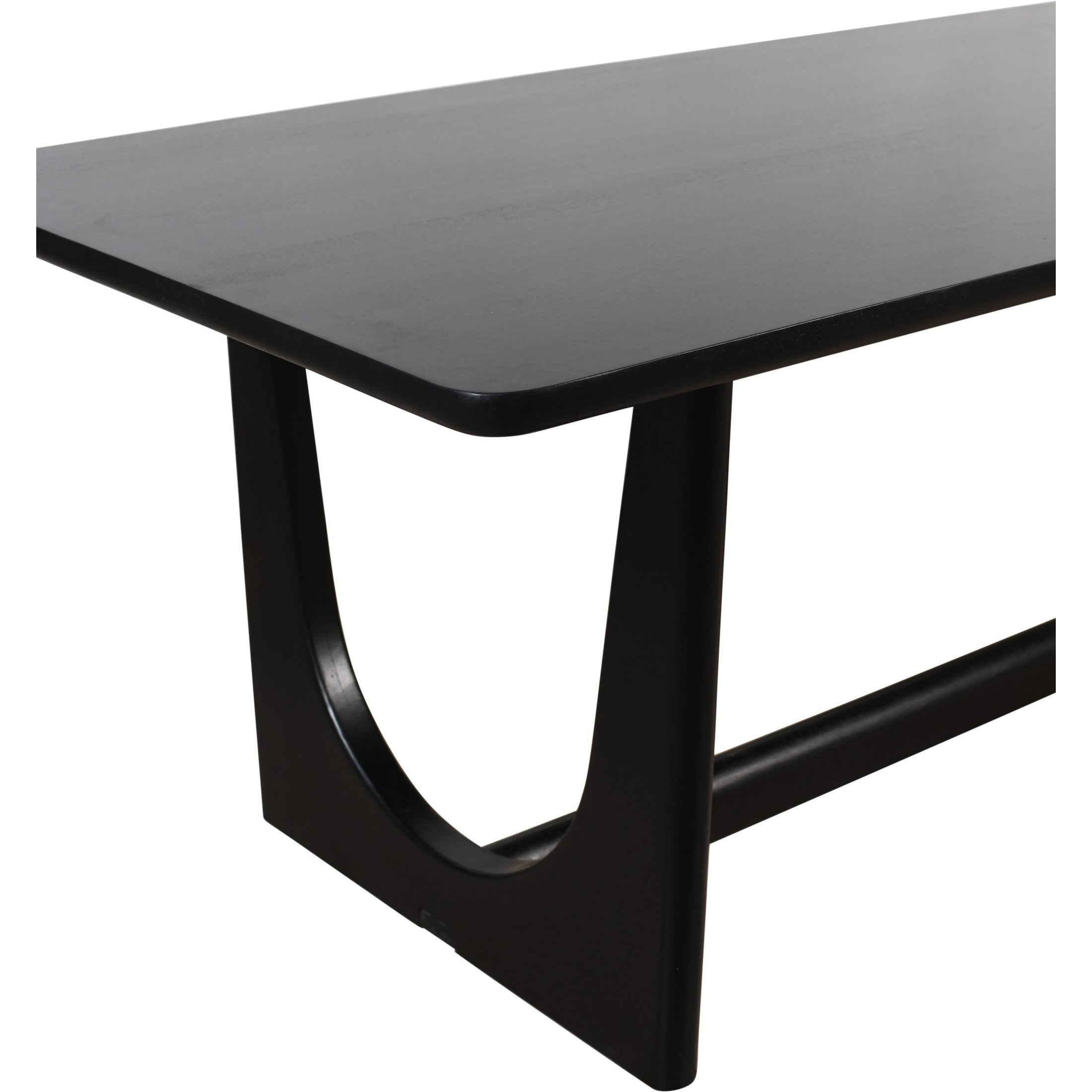 Close-up of the matte black solid wood Blanco Dining Table leg with smooth finish by GO HOME