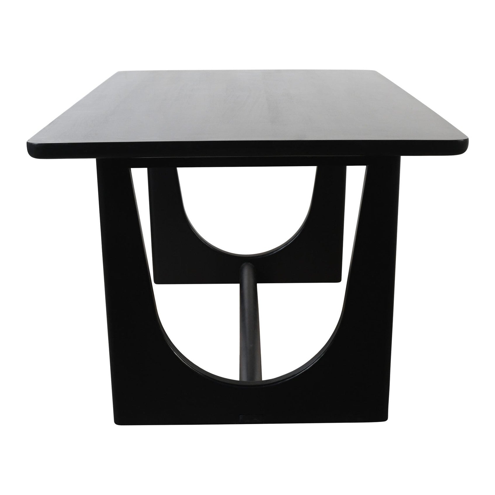Blanco Dining Table with solid wood matte black finish and bold sculptural base by GO HOME