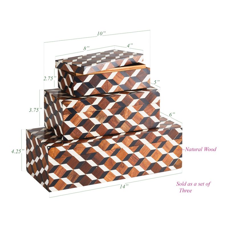 Set of two Brett Decorative Box Set Finished with Brown, Black & White color.
