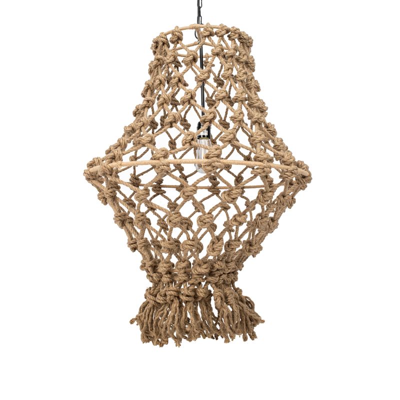 Calabria Chandelier in natural rope and iron with sculptural layered design