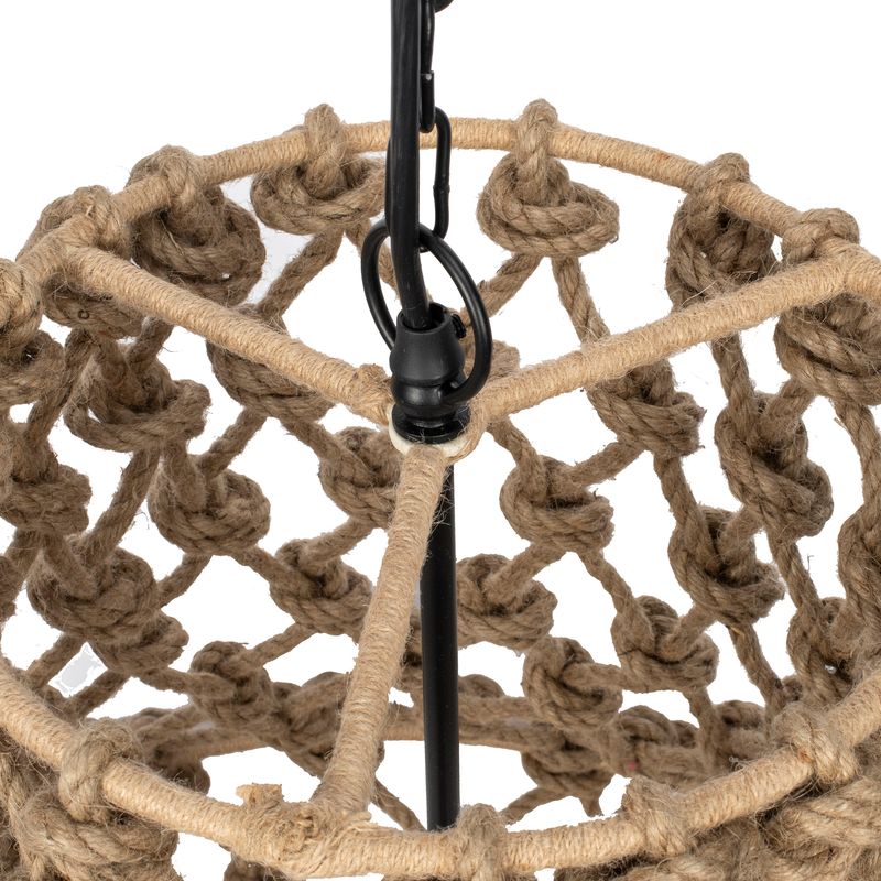 Calabria Chandelier in natural rope and iron with sculptural layered design