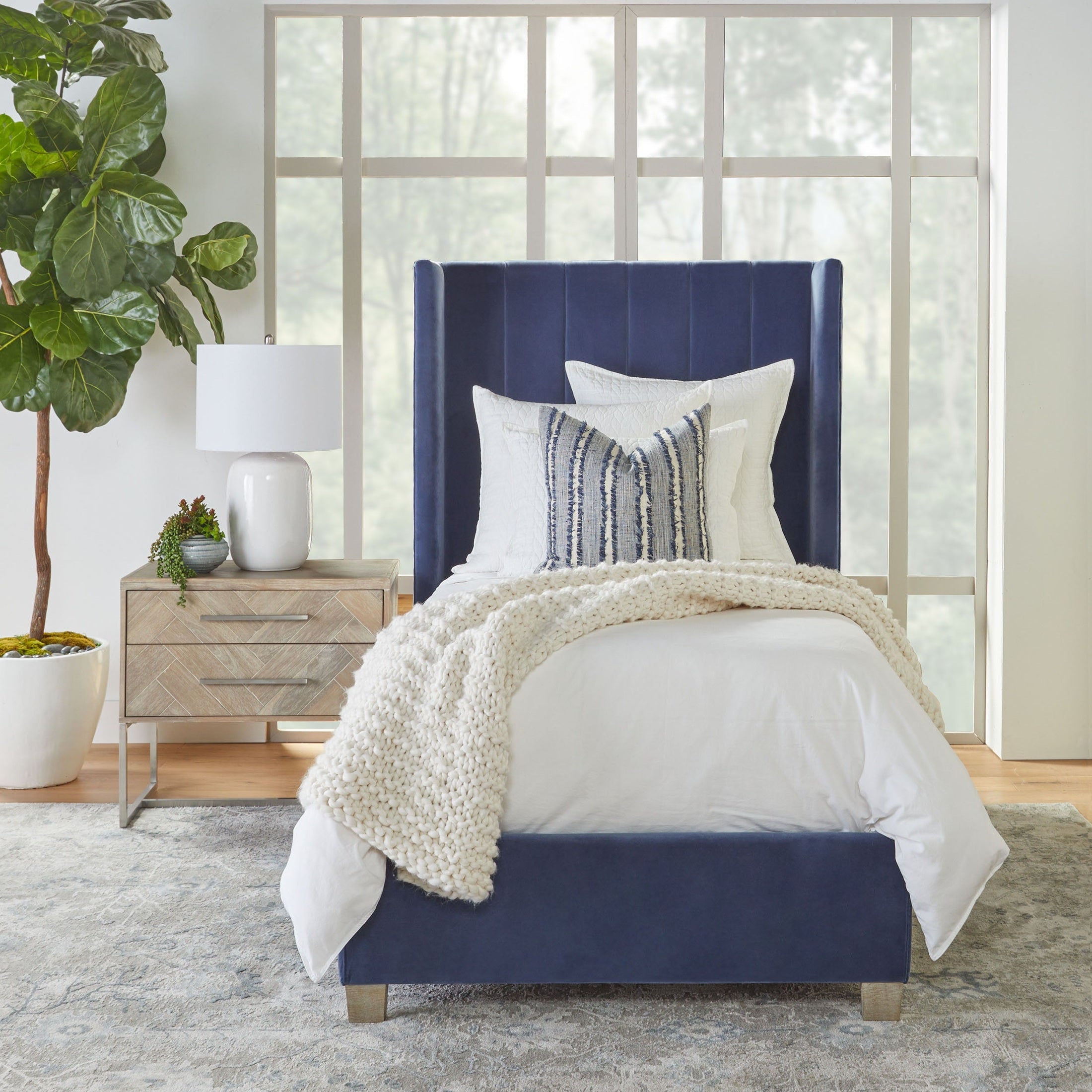 Chandler Channeled Velvet Upholstered Bed