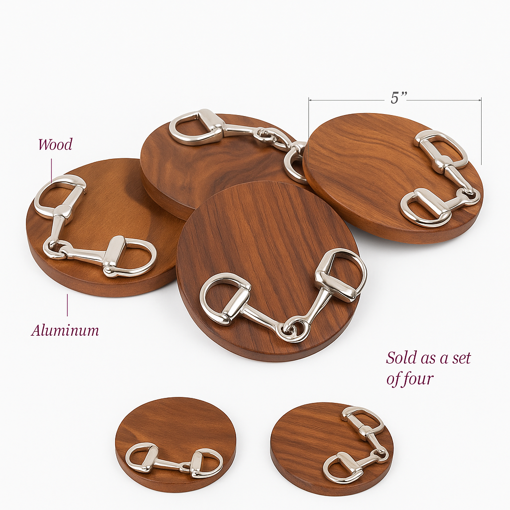 Modern Luxe Wood & Nickel Coasters β Set of 4