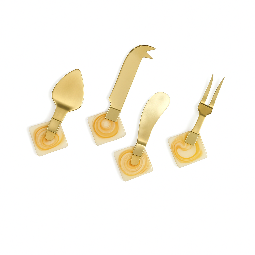 Juanita Cheese Set β Polished Gold, Set of 4