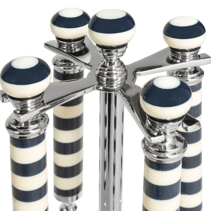 Chrissy Bar Tool Set in black and white, 4-piece set with matching stand