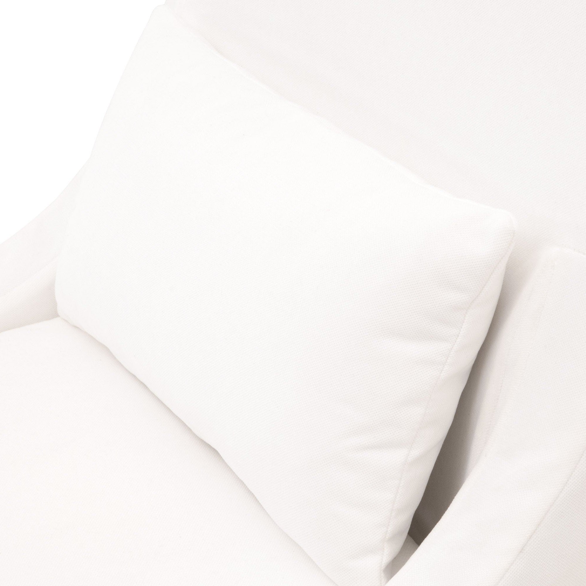 Close-up of creamy bisque removable lumbar pillow on Colette Slipcover Dining Chair by Essentials for Living