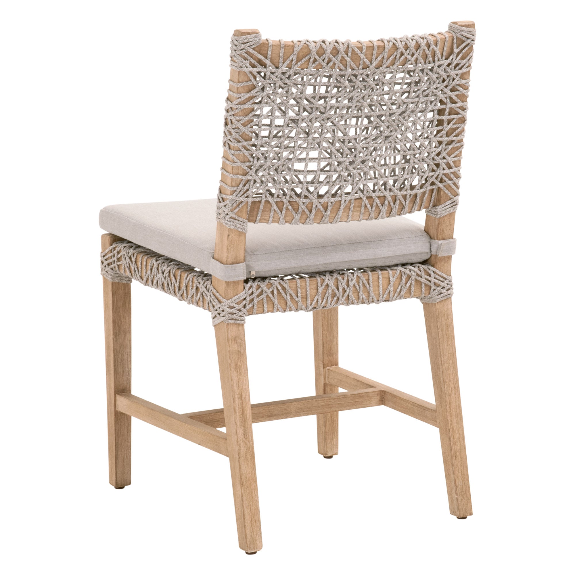 Essentials for Living Costa Dining Chair with woven white taupe polypropylene seat and removable pumice cushion on solid wood frame