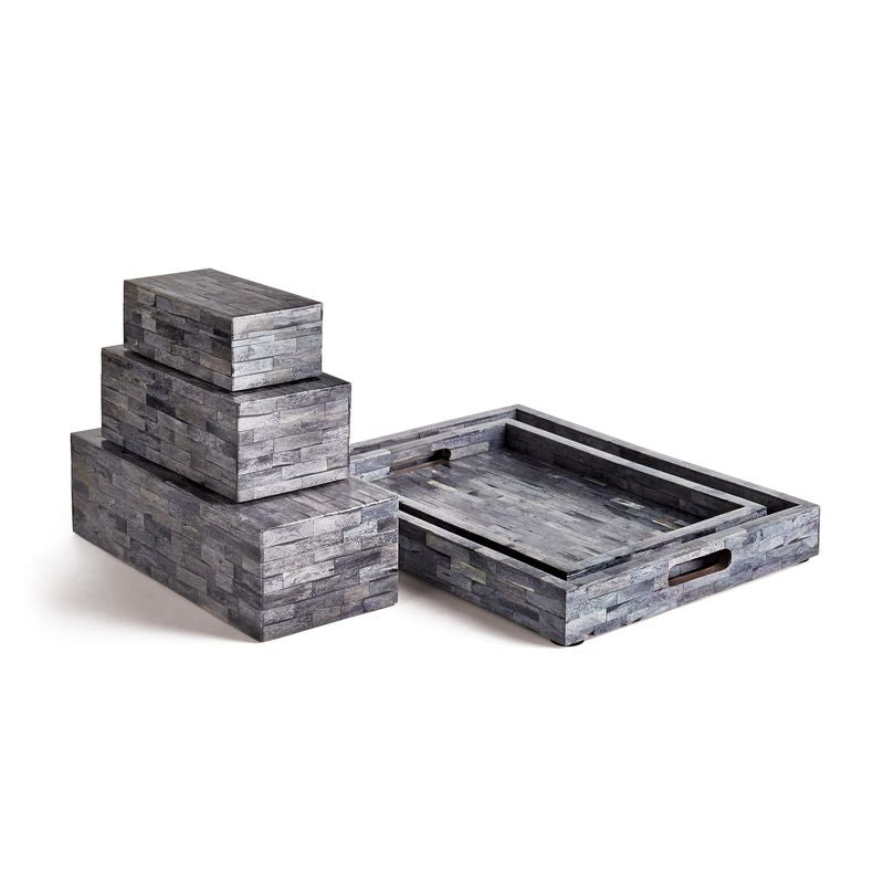 Set of Three Derek Decorative Box Set Finished with Grey Color