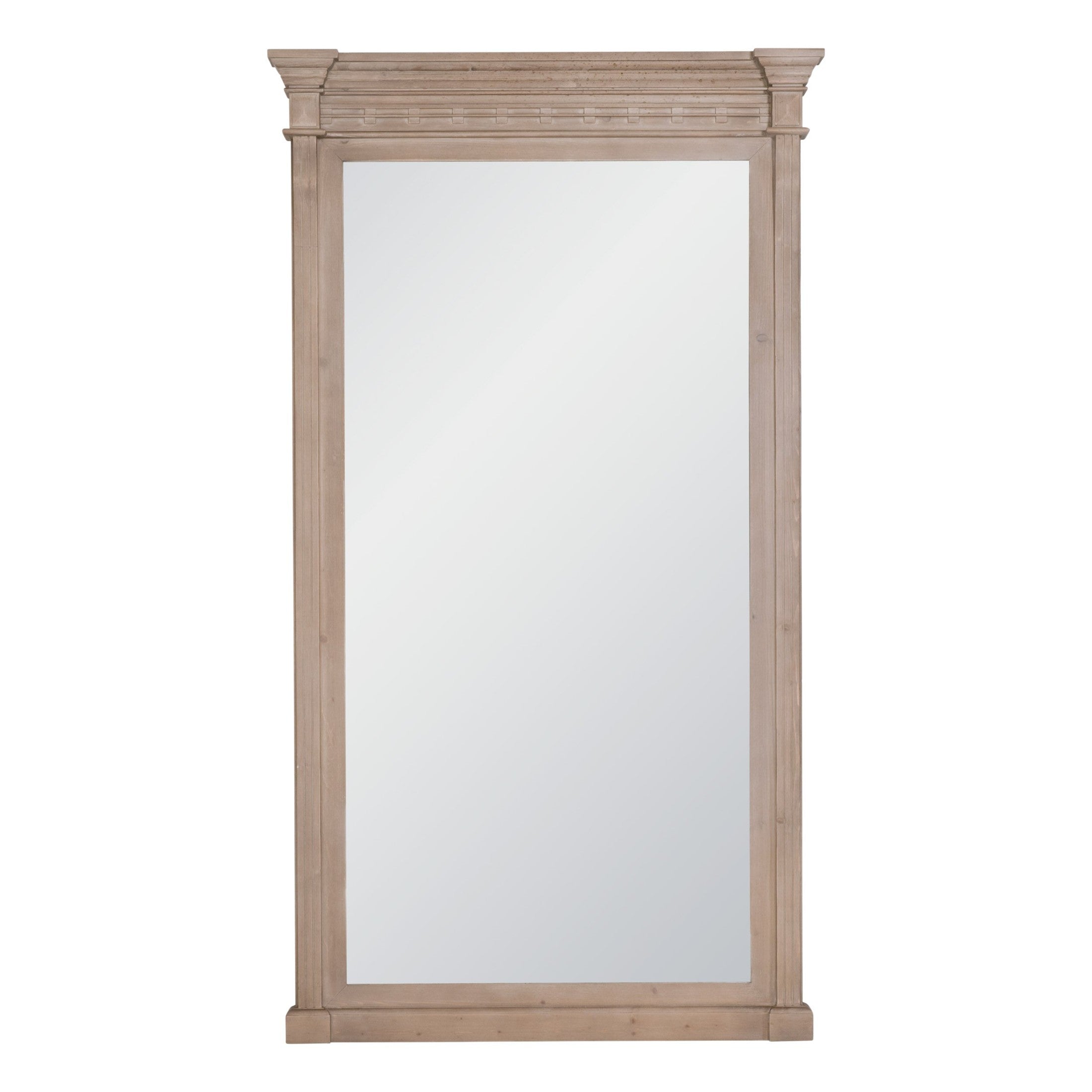 Estate Mirror full-length reclaimed pine frame with smoke gray finish by Essentials for Living