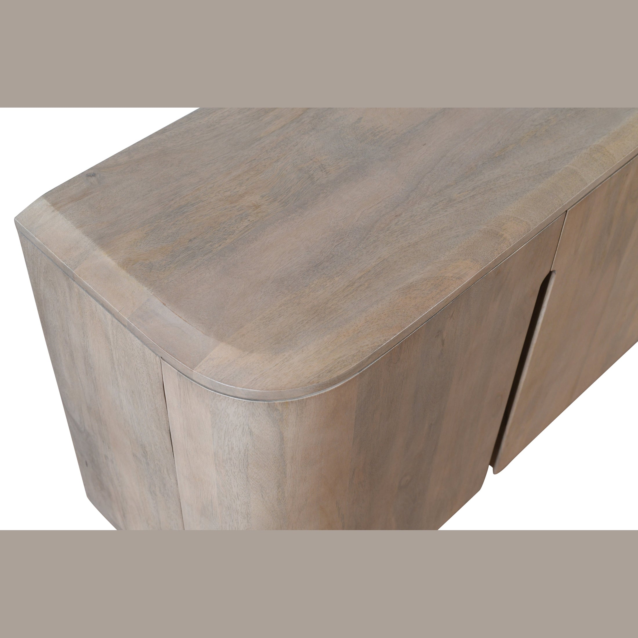 Close-up of solid mango wood natural finish on the GRETCHEN SIDEBOARD by GO HOME.