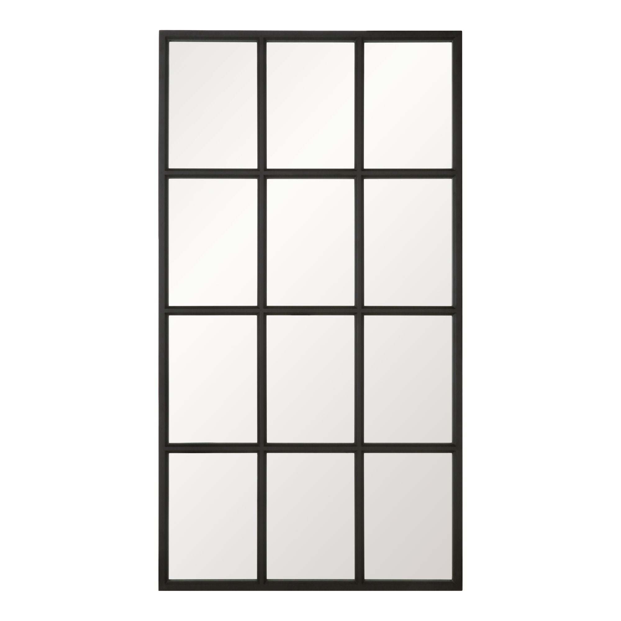 Grid Mirror with matte black oak frame in a clean grid pattern by Essentials for Living.