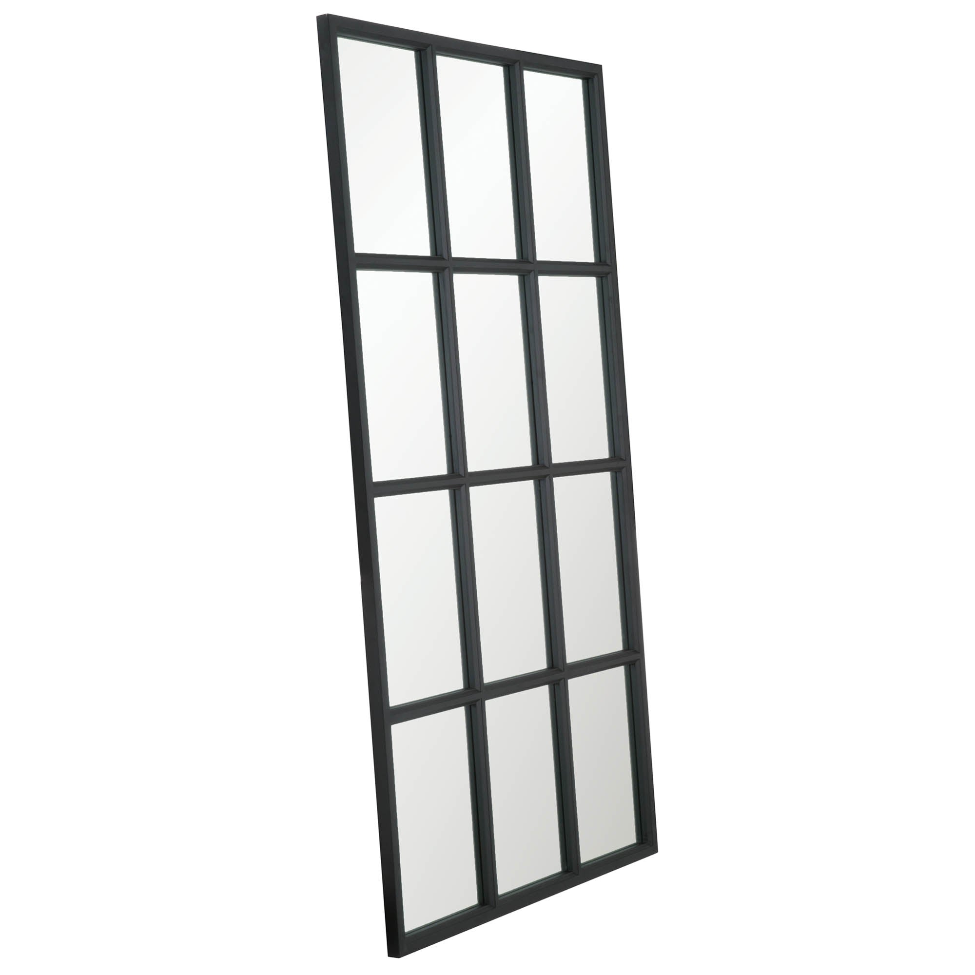 Grid Mirror with matte black oak frame and grid pattern, oversized floor mirror by Essentials for Living