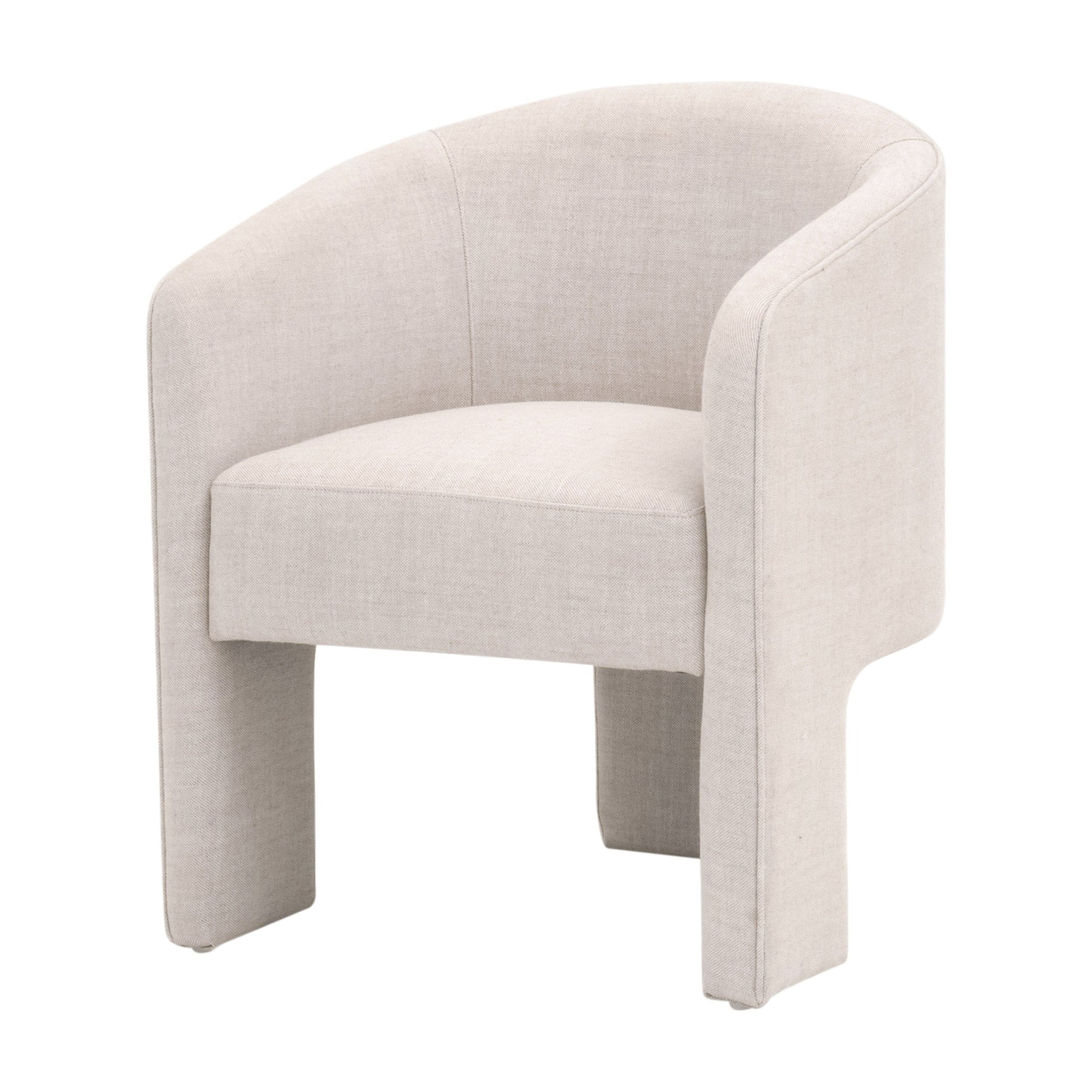 Hall Arm Chair in Bisque French Linen with unique three-leg design and elegant piping by Essentials For Living