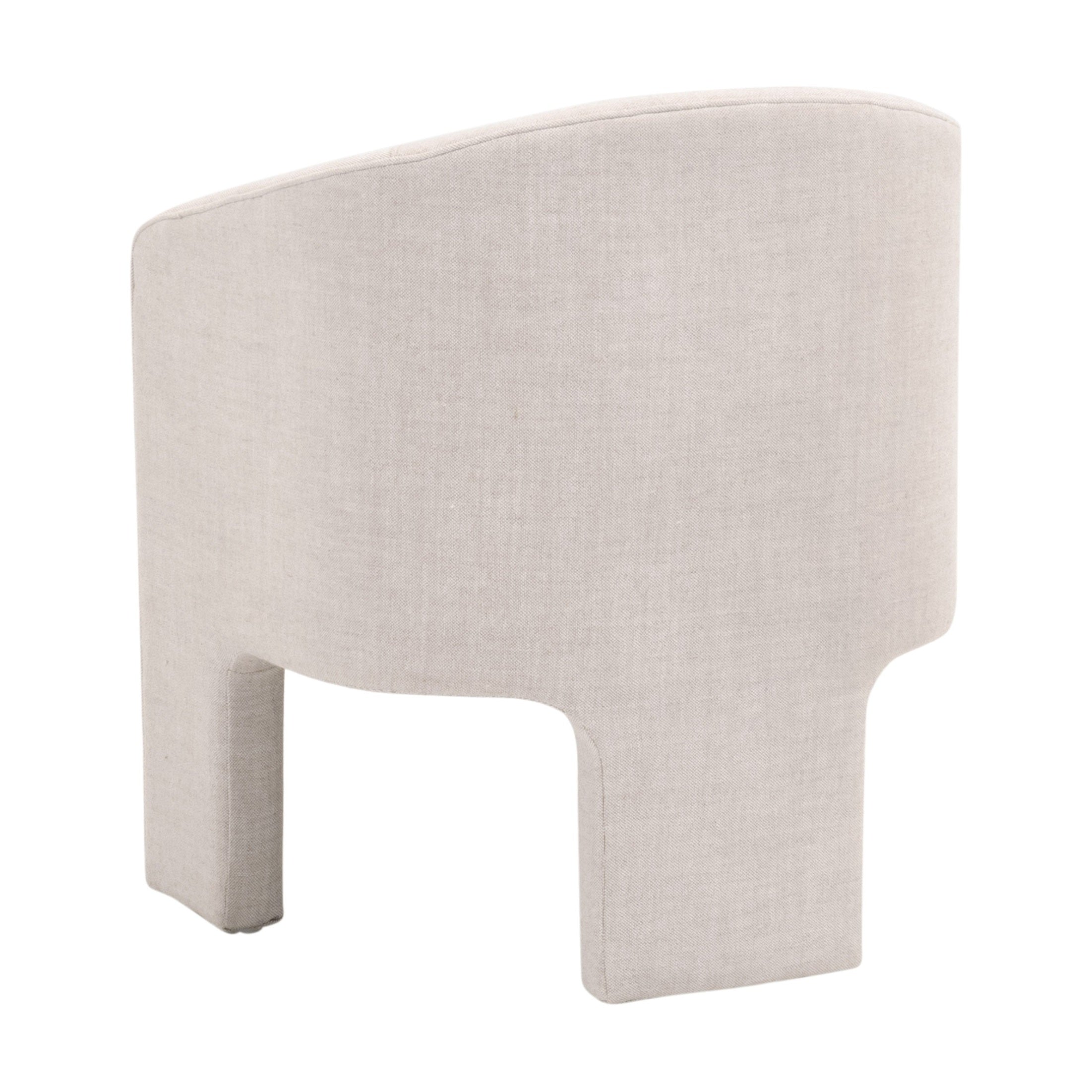 Hall Arm Chair with unique three-leg design in Bisque French Linen upholstery by Essentials For Living