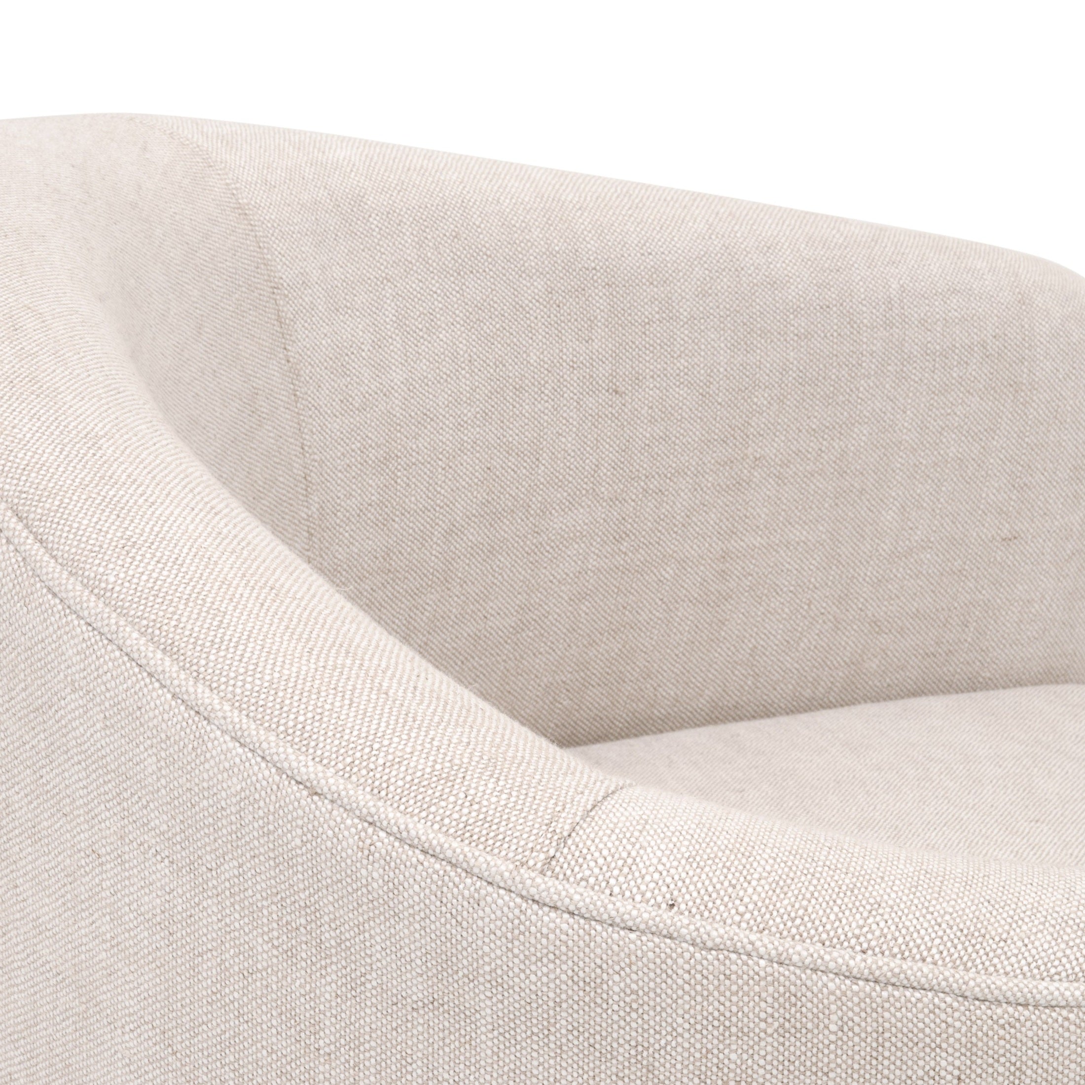 Close-up of Hall Arm Chair in Bisque French Linen upholstery showing smooth contours by Essentials for Living