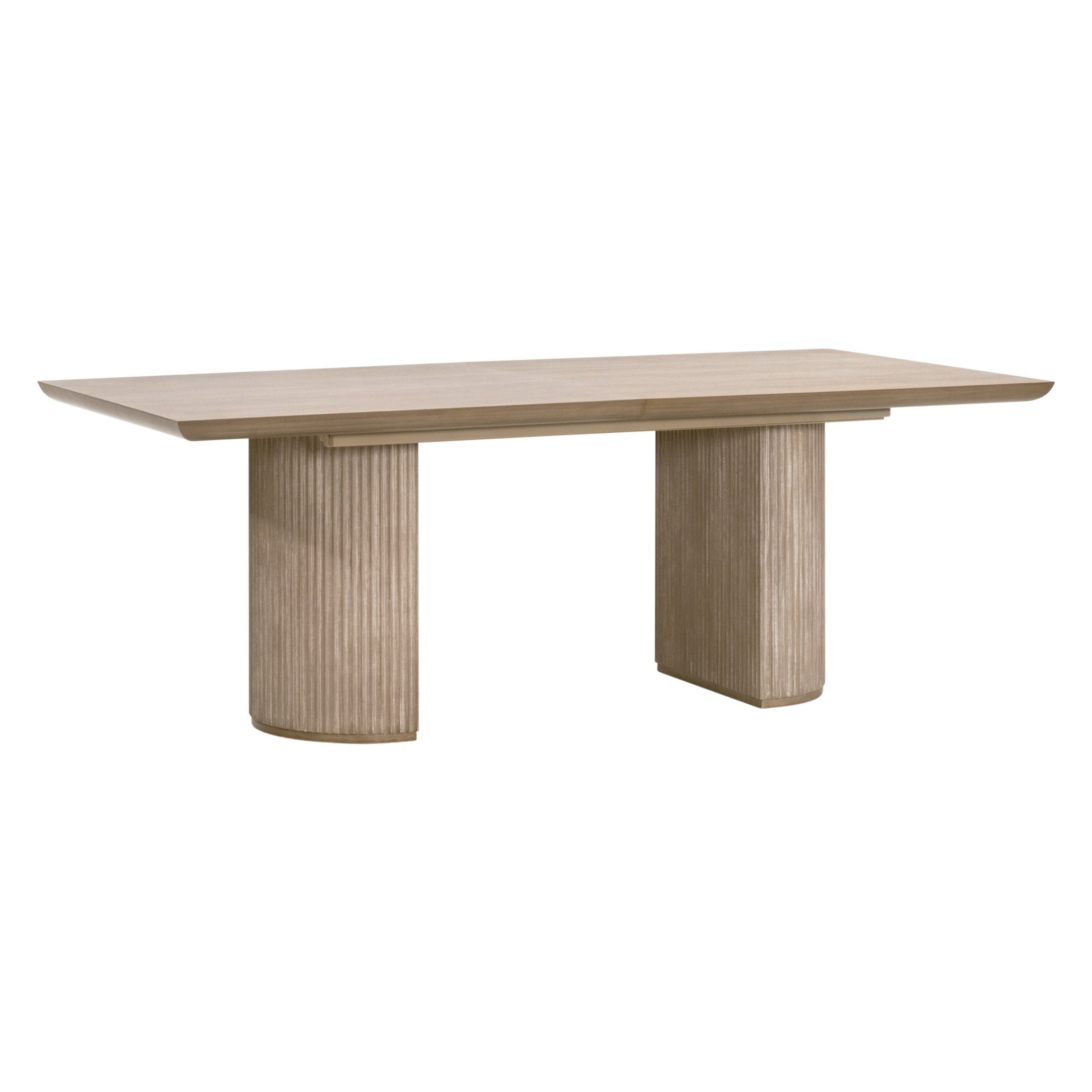 Halloway Extension Dining Table in natural gray acacia wood with reeded pedestal base by Essentials for Living