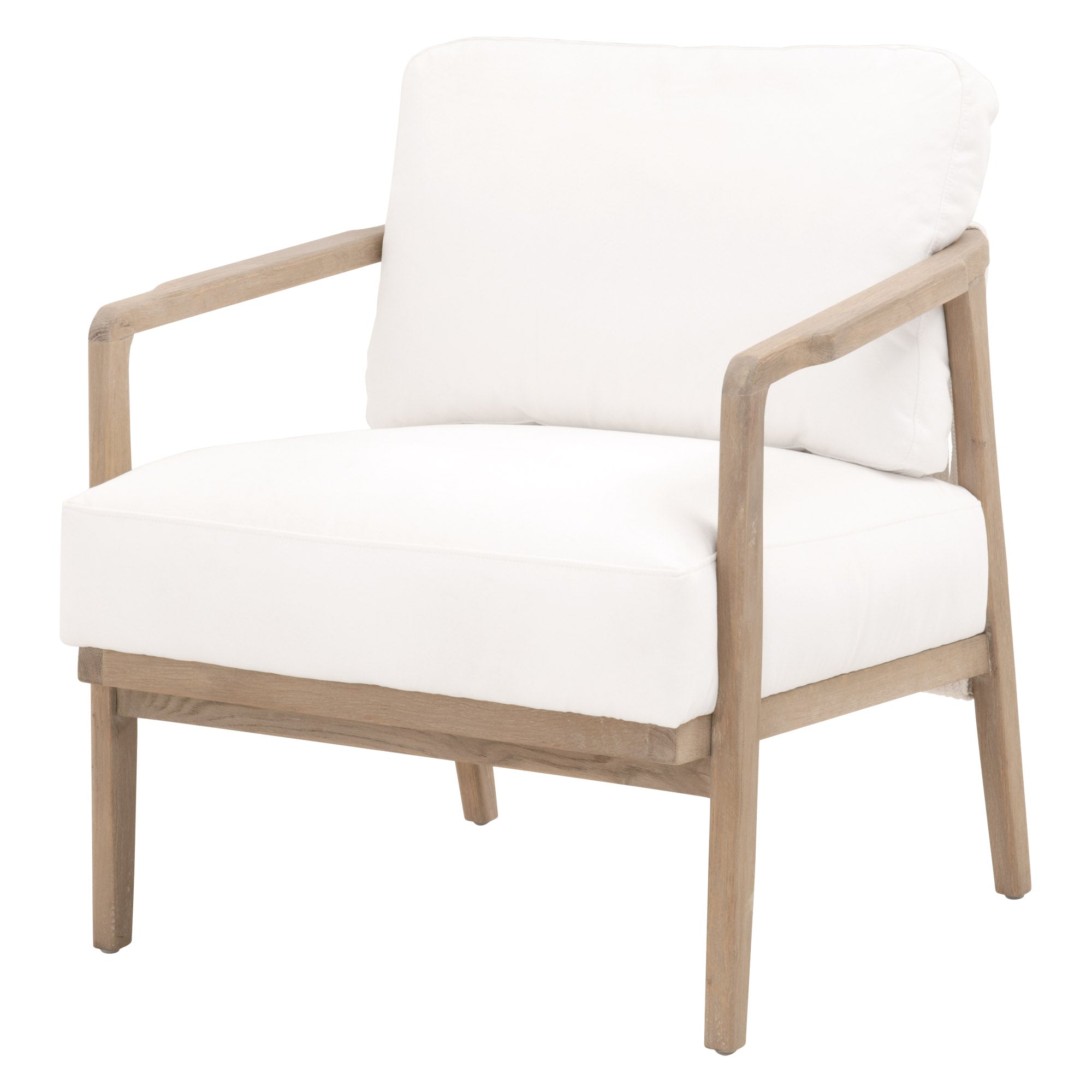 Essentials For Living Harbor Club Chair with smoke-gray oak frame and white cushioned seat in casual coastal style