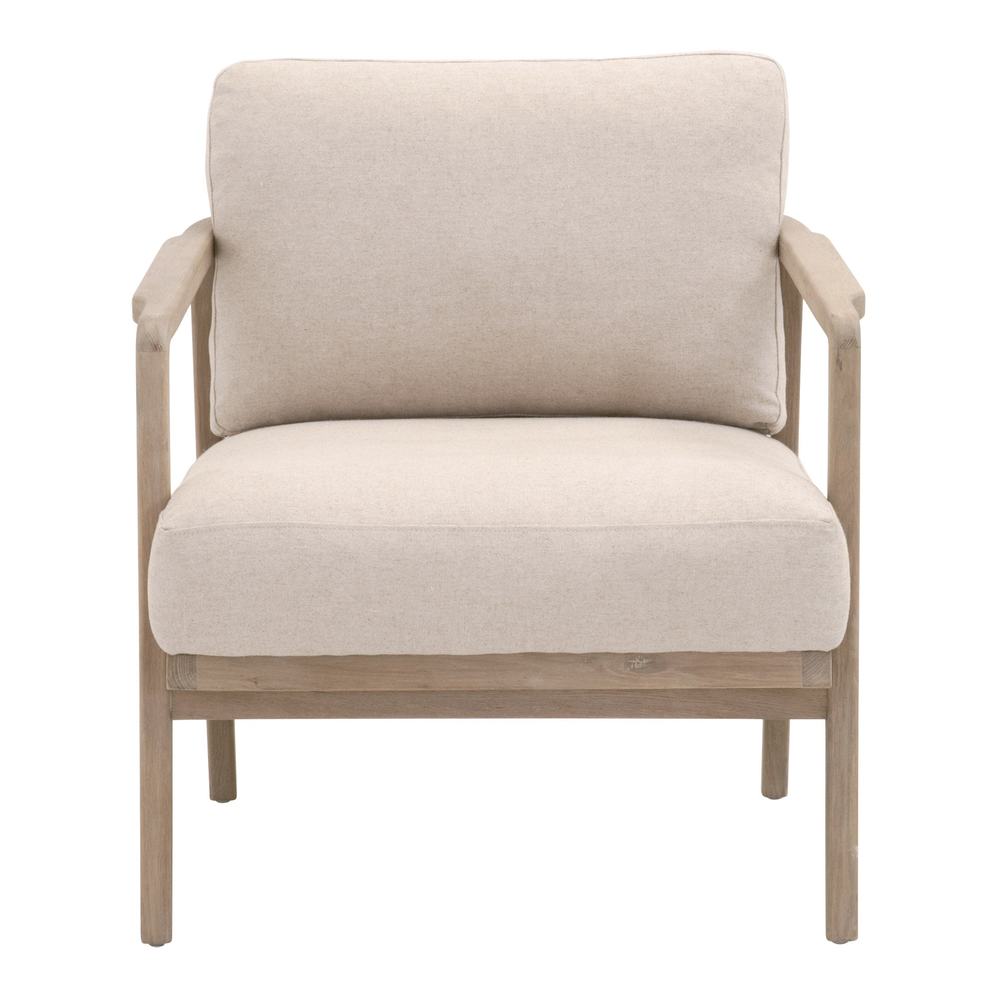 Essentials For Living Harbor Club Chair with beige cushions and natural wood frame perfect for modern interiors