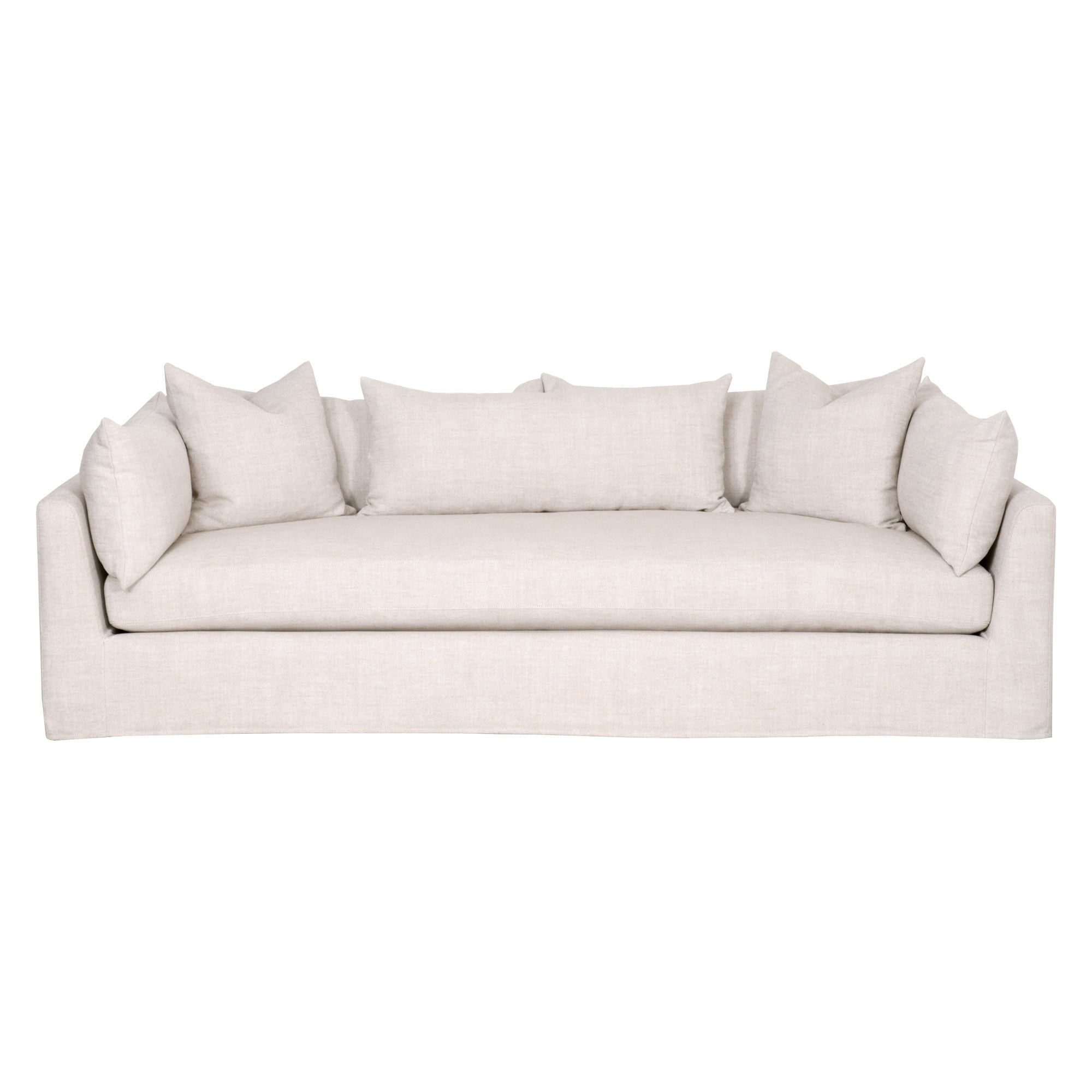 Haven 96" Lounge Slipcover Sofa in bisque linen blend with down-filled cushions by Essentials for Living