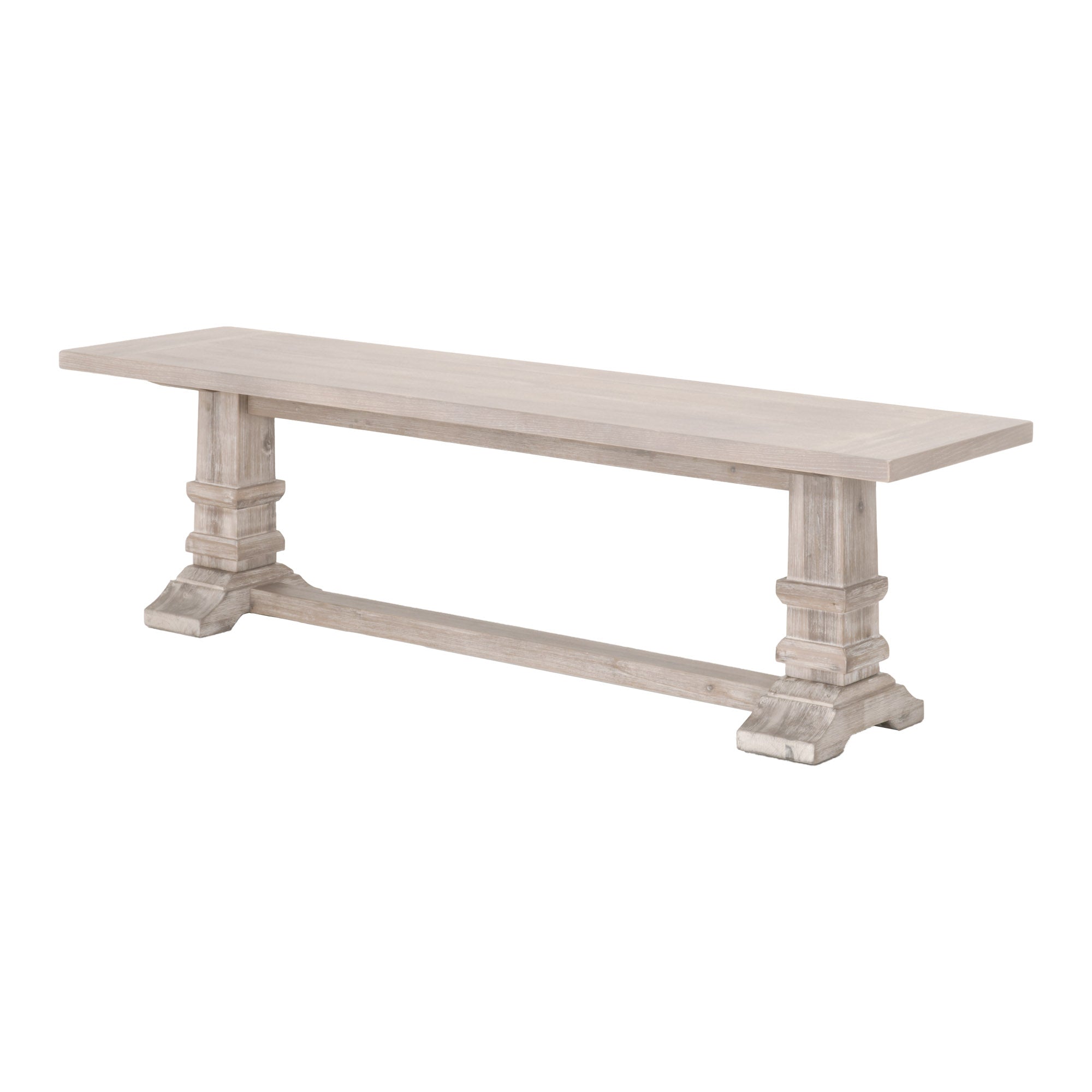 Hudson Large Dining Bench in natural gray acacia wood with rustic finish and sturdy base by Essentials for Living