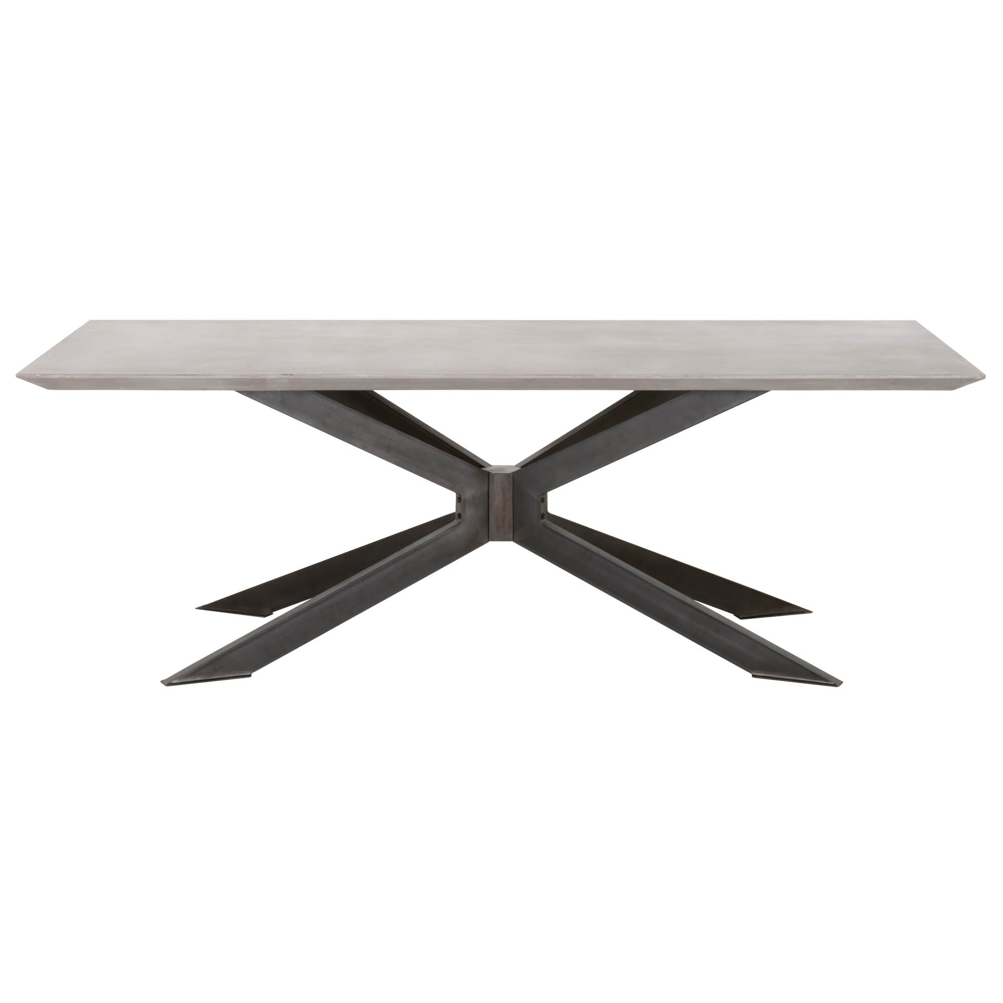 Essentials for Living Industry dining table with ash gray concrete top and black iron base in modern industrial style