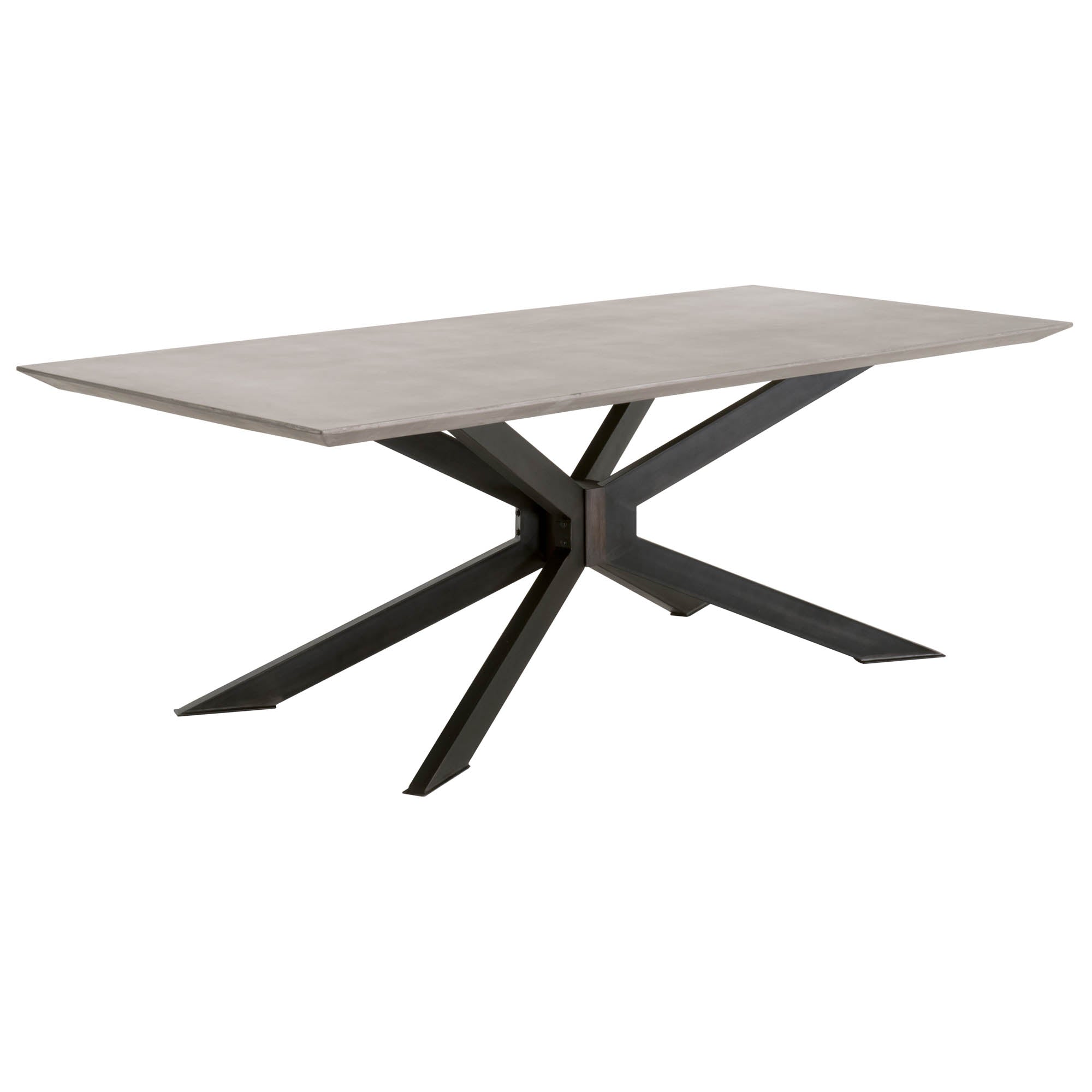 Industry Rectangle Dining Table with ash gray concrete top and black iron base by Essentials for Living