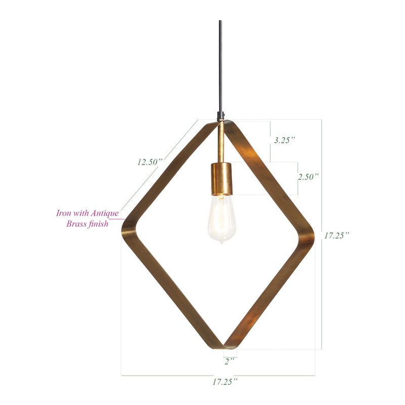 Jackie Pendant light in antique brass finish β circular slim iron pendant with modern design, suspended by adjustable cord, ideal for contemporary interiors.