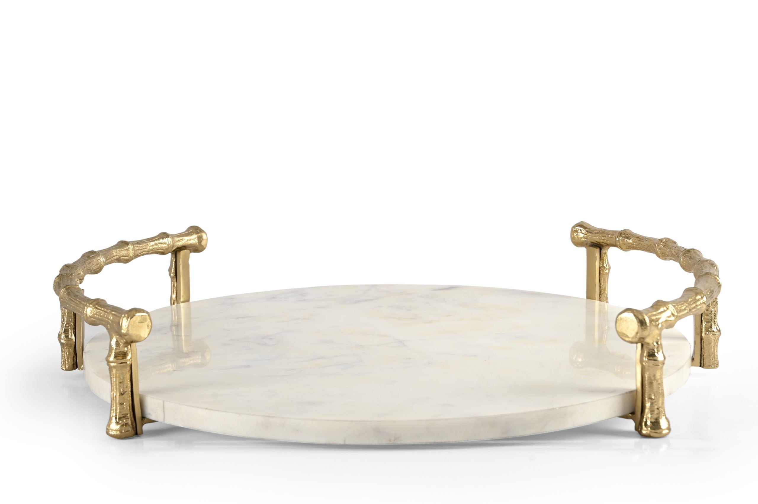 Jade Tray with white marble base and gold metal frame in modern square design