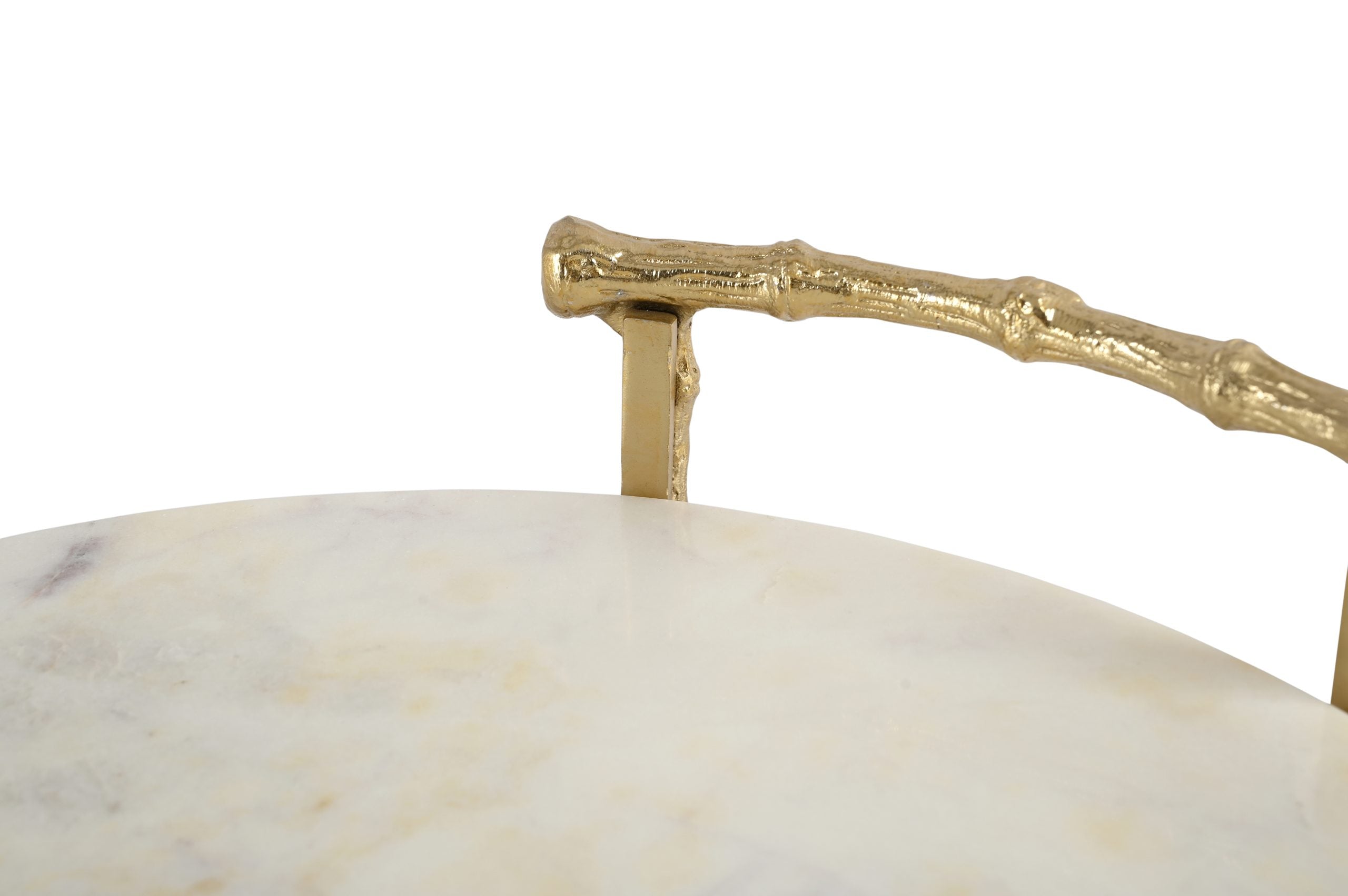 Jade Tray with white marble base and gold metal frame in modern square design