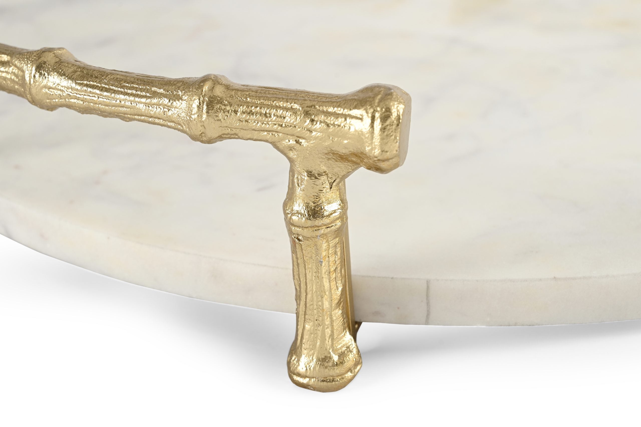 Jade Tray with white marble base and gold metal frame in modern square design