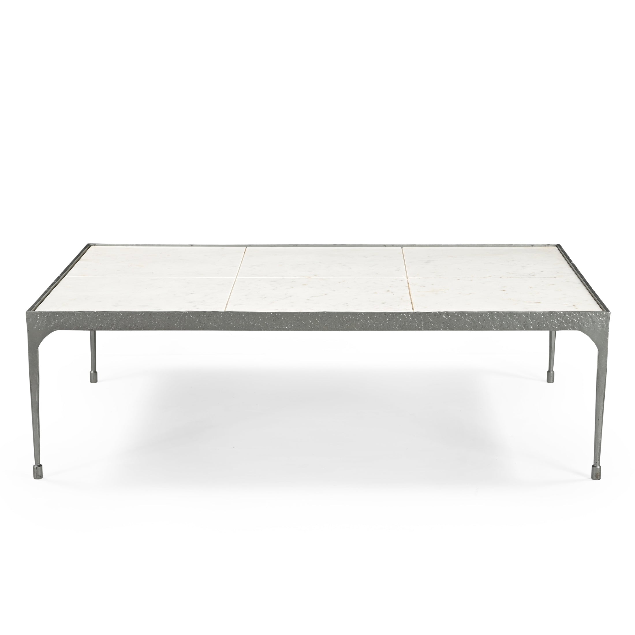 Jaden Coffee Table with Baswada marble top and gunmetal iron base in streamlined design by GO HOME