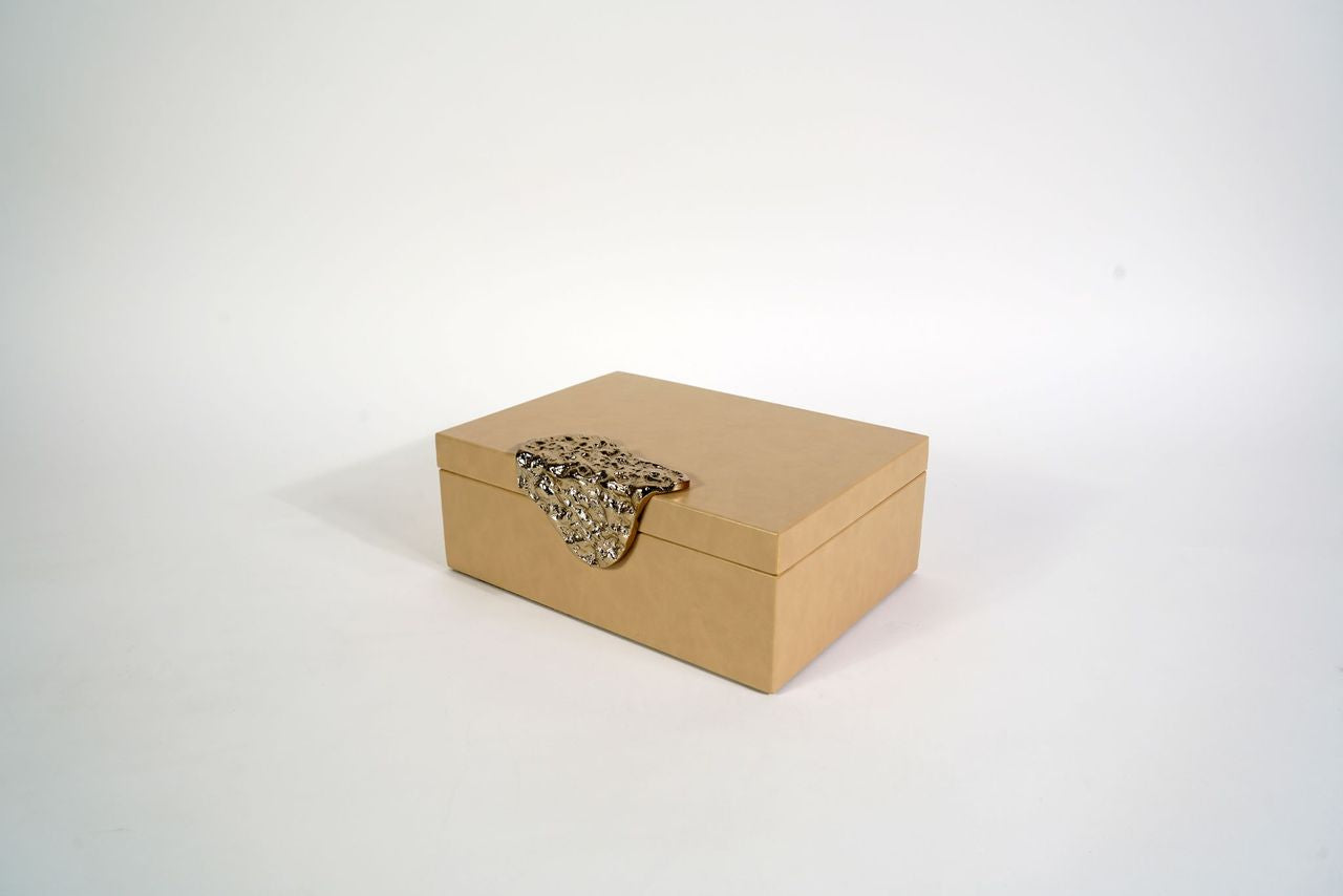 Kensington Decorative Box Set of 2 in faux leather with woven detail and modern design