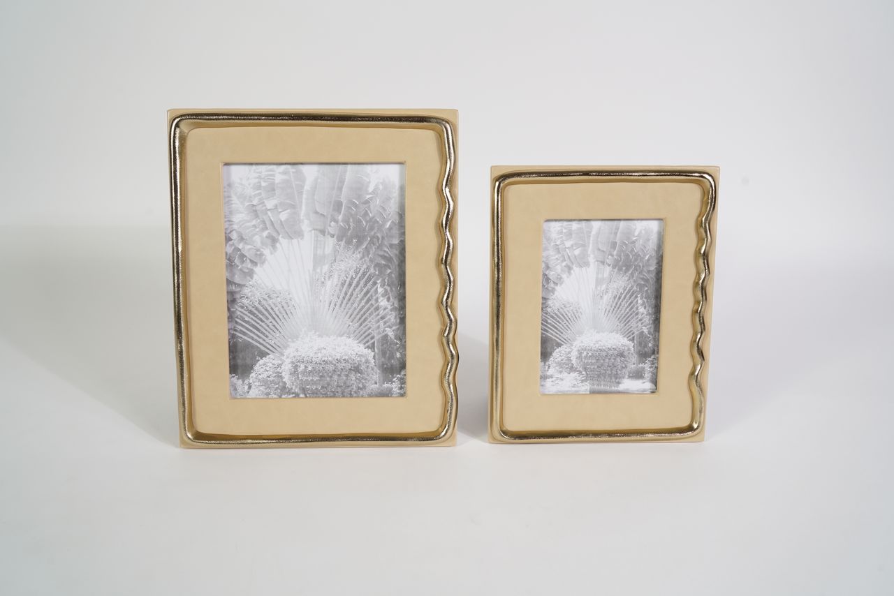 Kensington Photo Frame 10x8 in faux leather with woven accent and elegant design