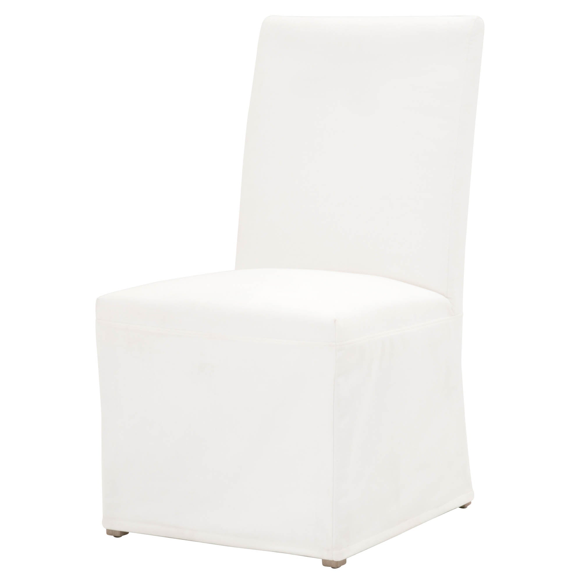 Essentials for Living Levi slipcover dining chair in soft neutral fabric with solid birch wood base and modern silhouette