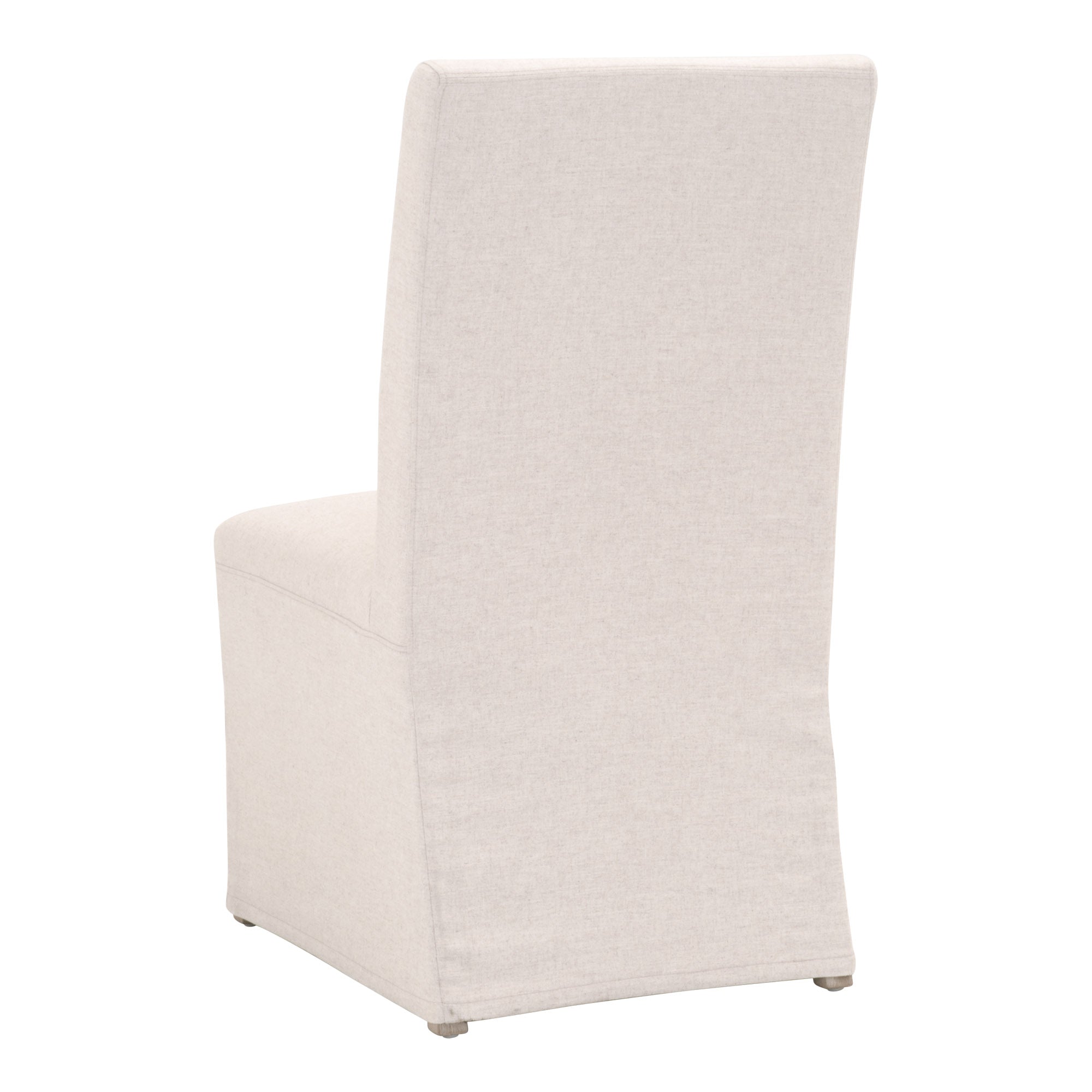 Essentials for Living Levi Slipcover Dining Chair in neutral fabric with tight skirt and birch wood base, set of 2.