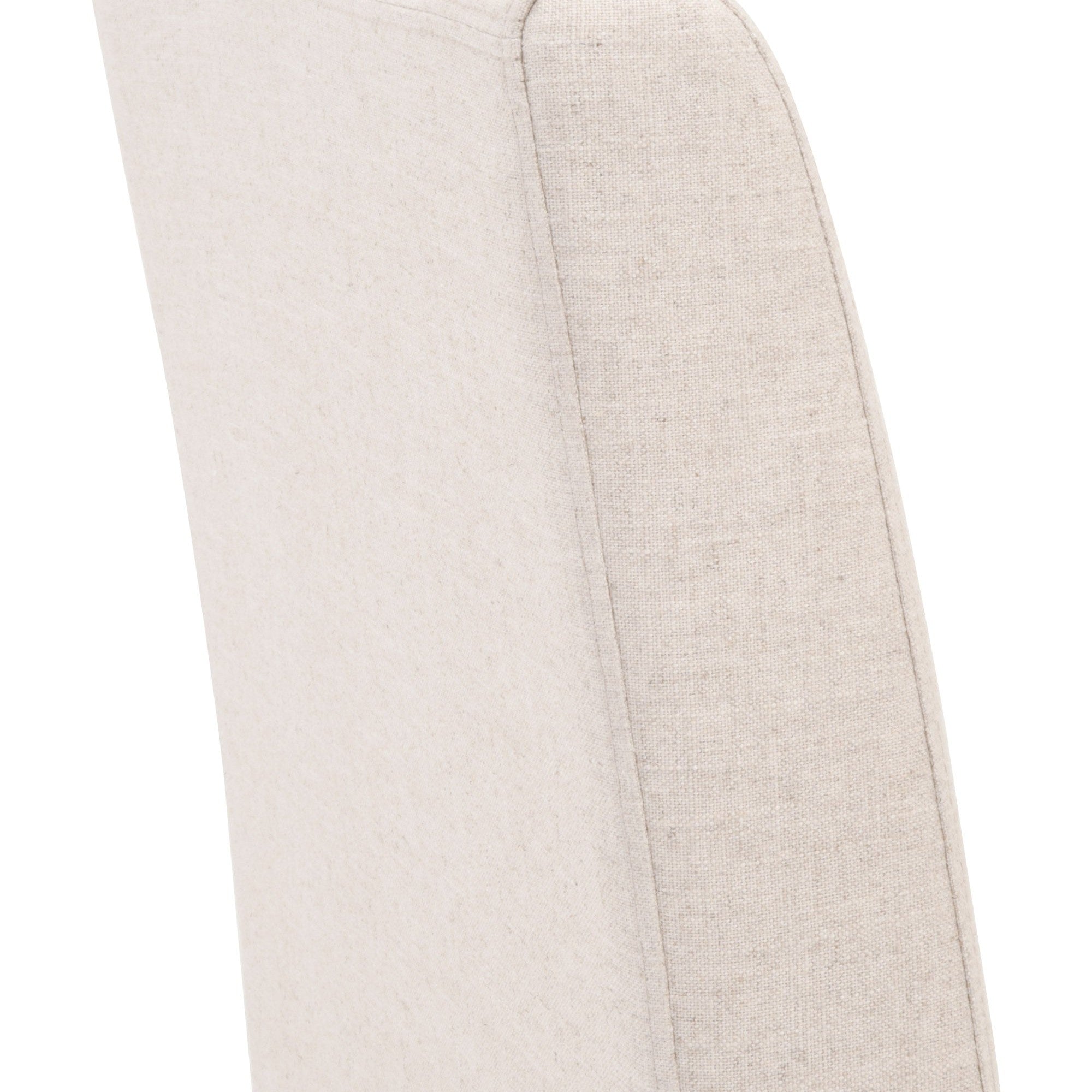 Close-up of beige Levi Slipcover Dining Chair back upholstered in soft fabric by Essentials for Living