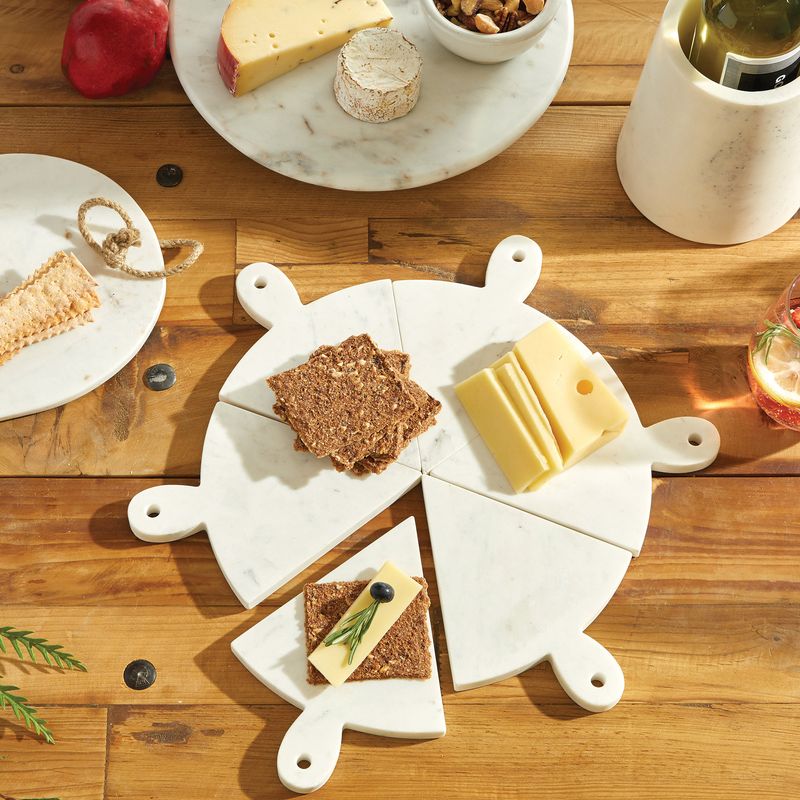 Luigi Marble Pizza Board Set in dining table Finished White Marble