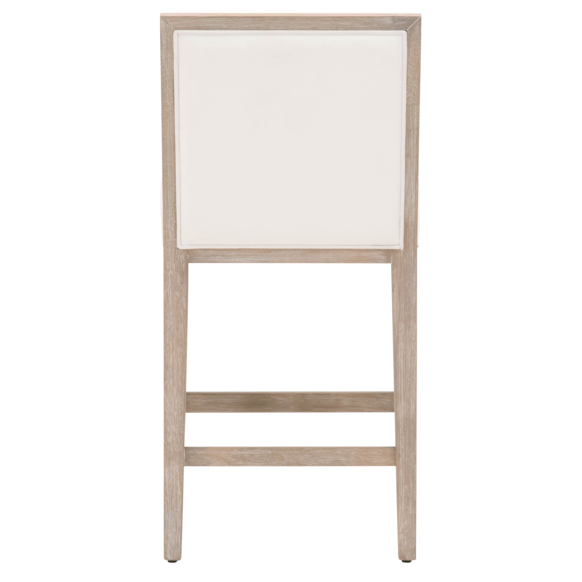 Back view of Martin Counter Stool by Essentials for Living with natural gray wood frame and white upholstery