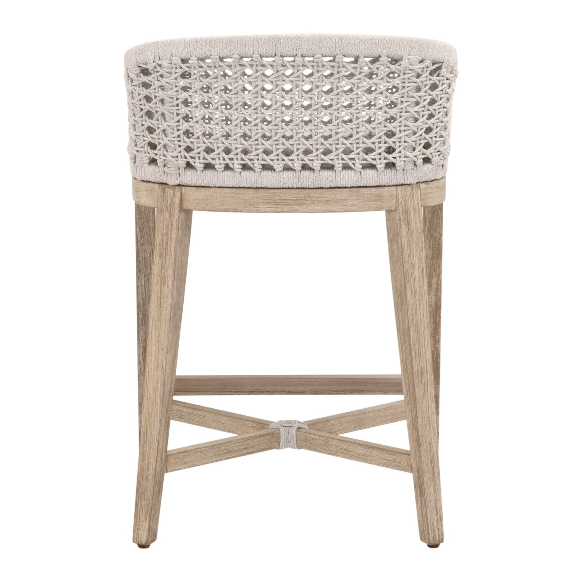 Montecito Counter Stool with natural gray mahogany frame and white-speckle rope by Essentials for Living