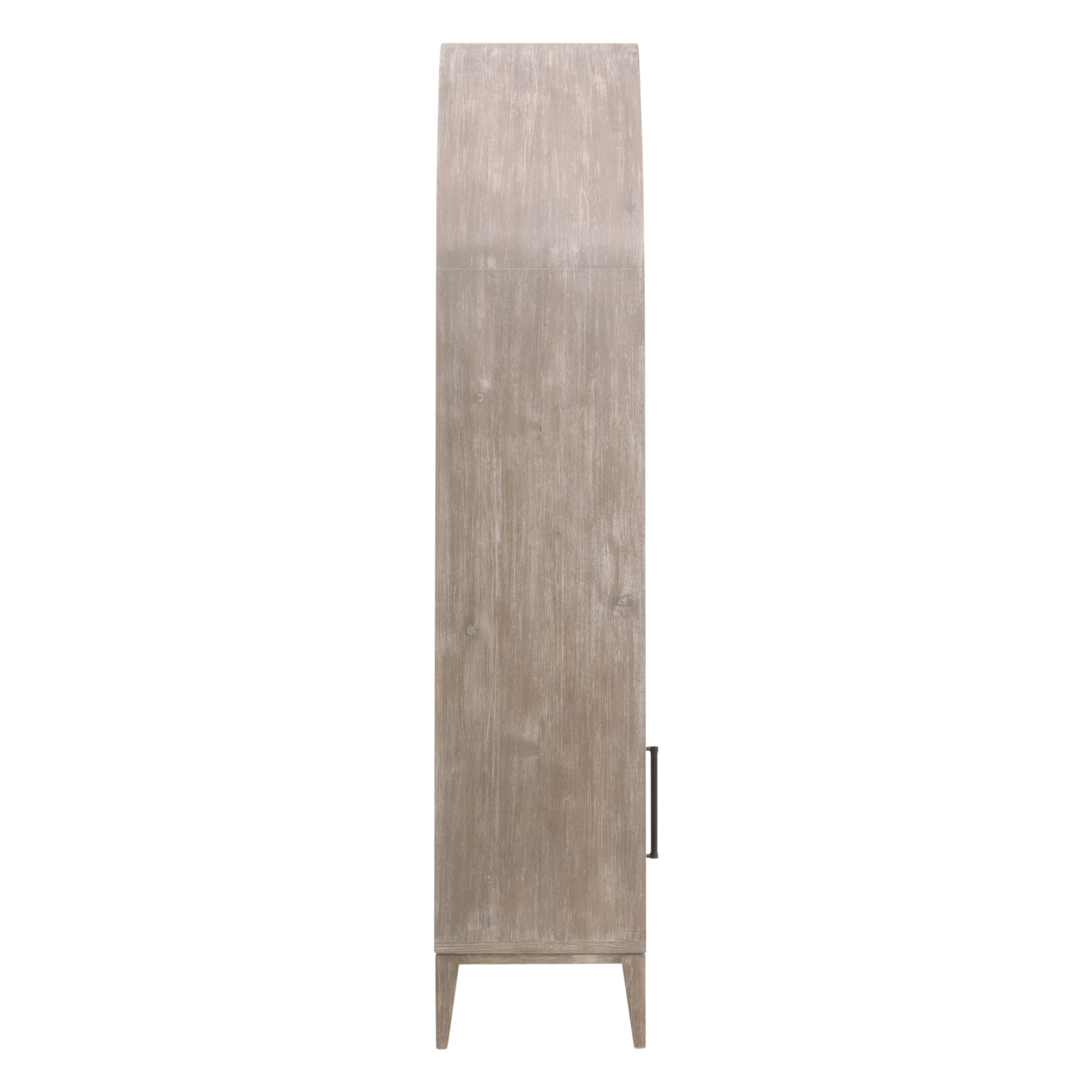 Side view of Morris Storage Bookcase in natural gray acacia finish by Essentials for Living