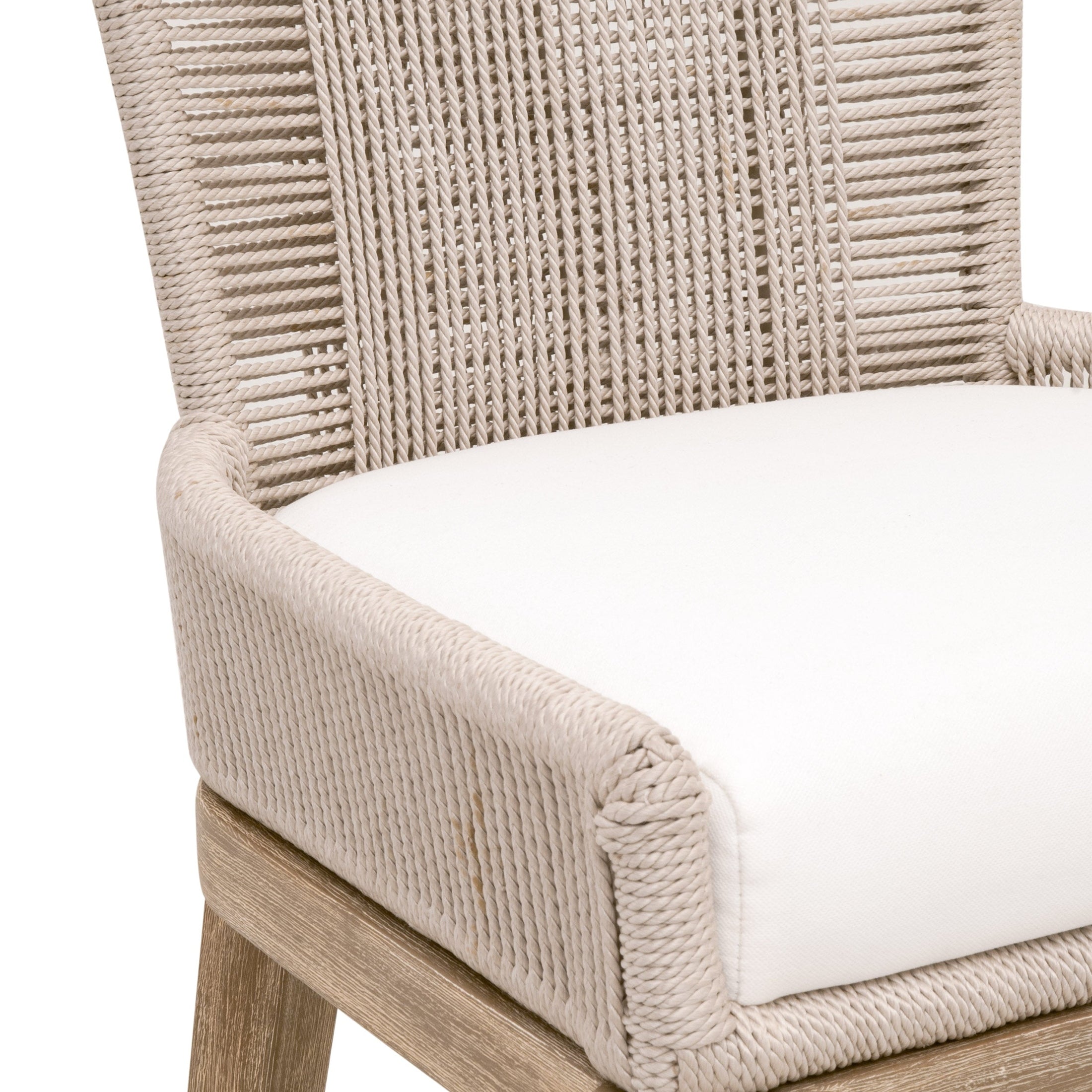 Overlay Counter Stool with oyster twist rope backrest and LiveSmart Peyton-Pearl cushion by Essentials for Living